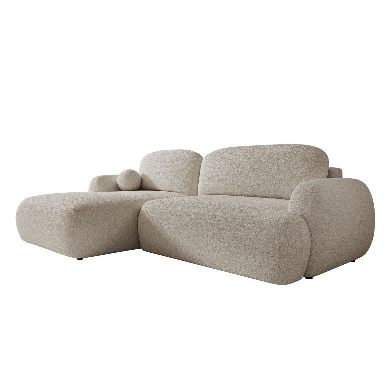 Malaga - Hoekbank 3-zits met chaise longue - Teddystof beige - Links