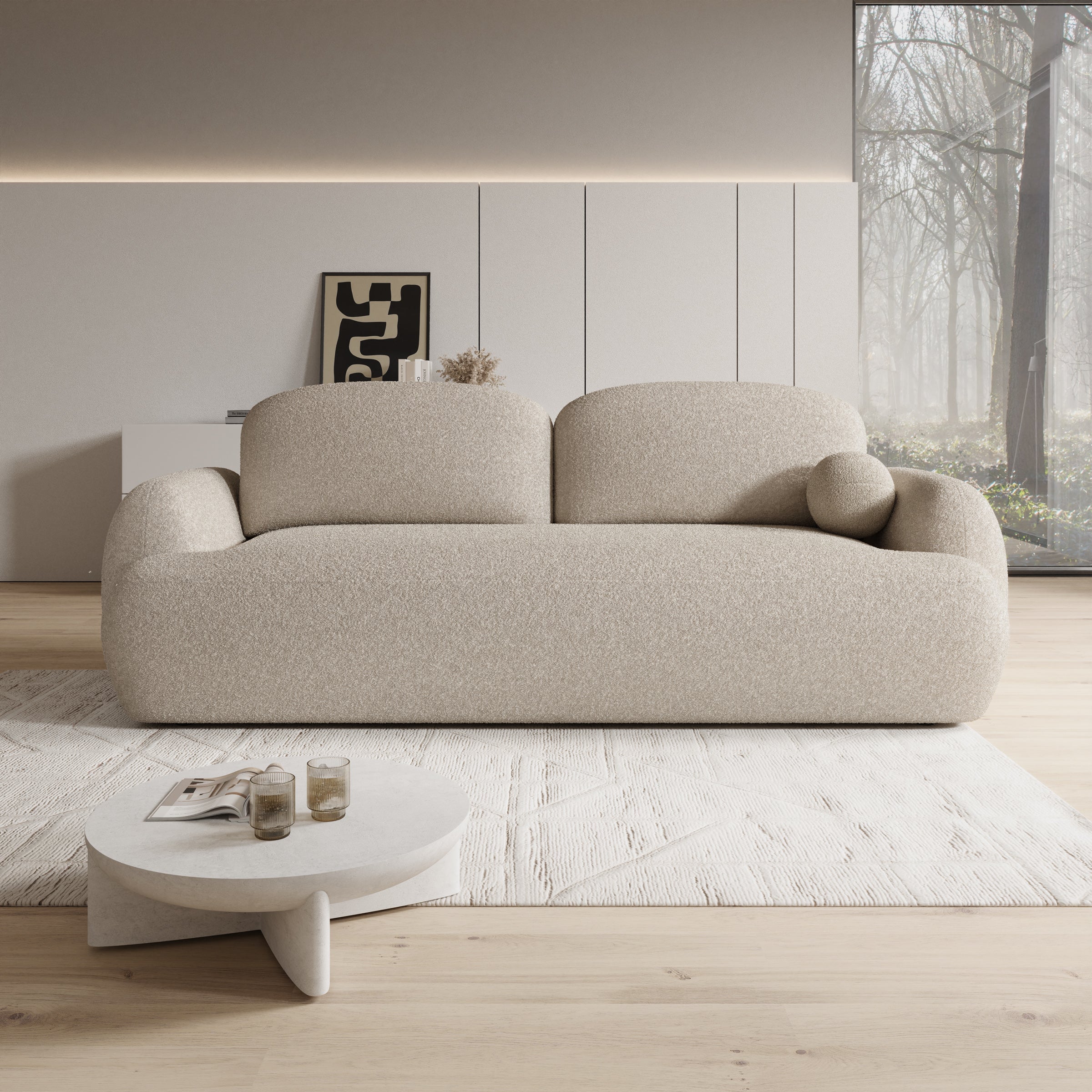 Malaga - Slaapbank - Teddystof beige - 256x115x85 cm