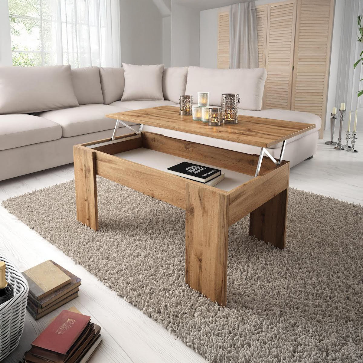 Malia - Salontafel met opbergruimte - Eiken - 100x56x45 cm
