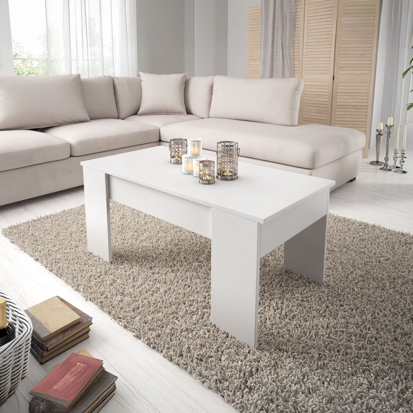 Malia - Salontafel met opbergruimte - Wit - 100x56x45 cm