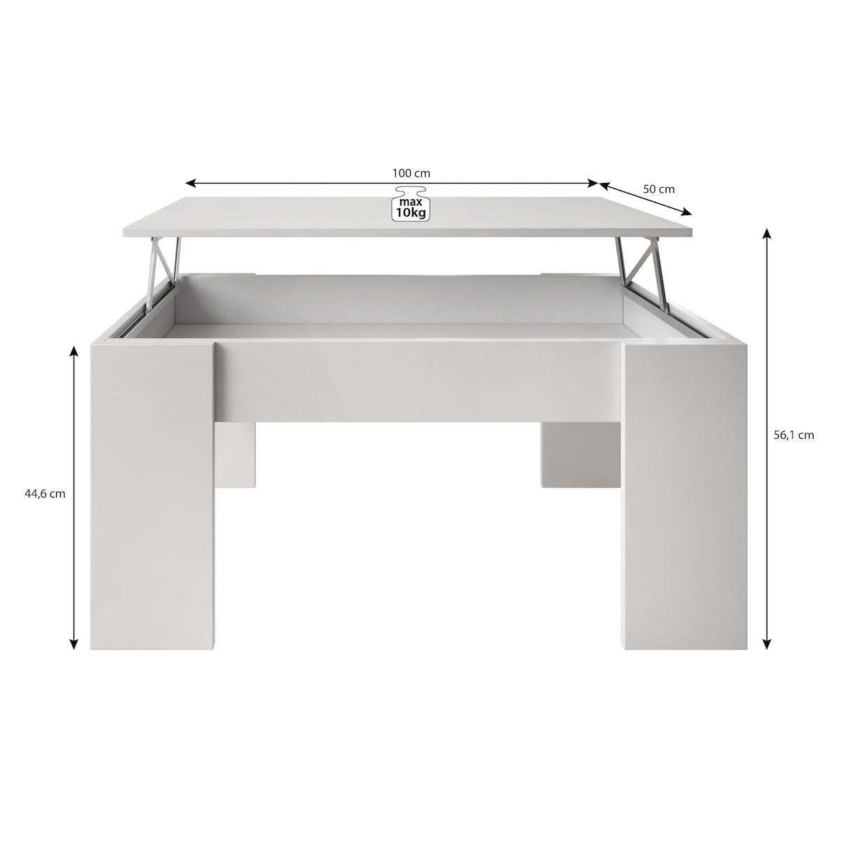 Malia - Salontafel met opbergruimte - Beige - 100x56x45 cm