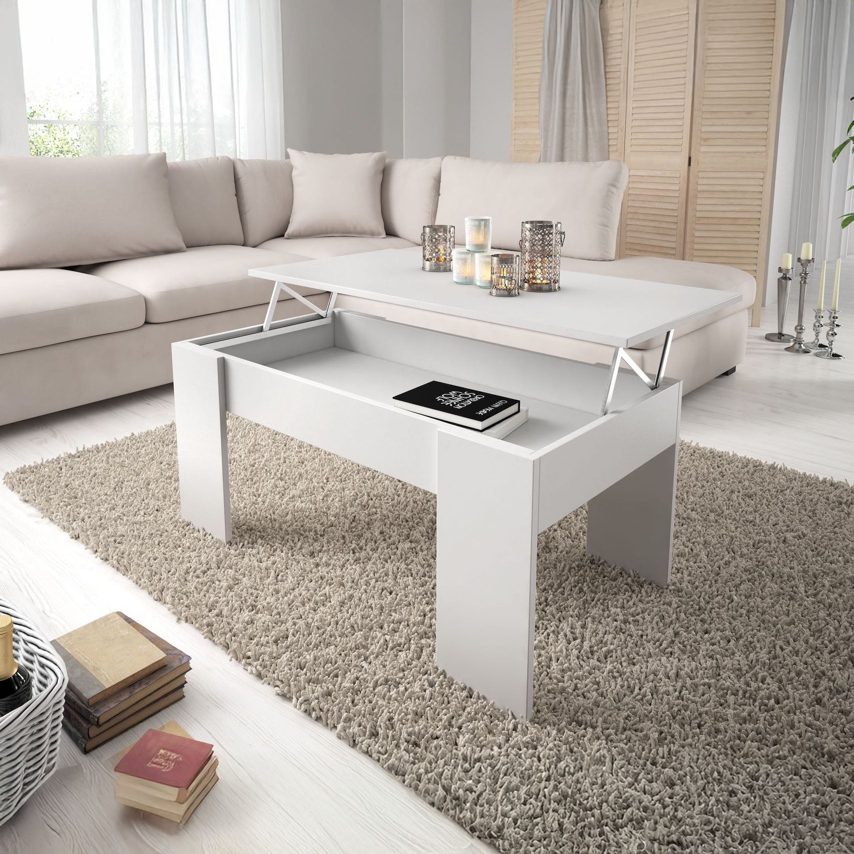 Malia - Salontafel met opbergruimte - Wit - 100x56x45 cm