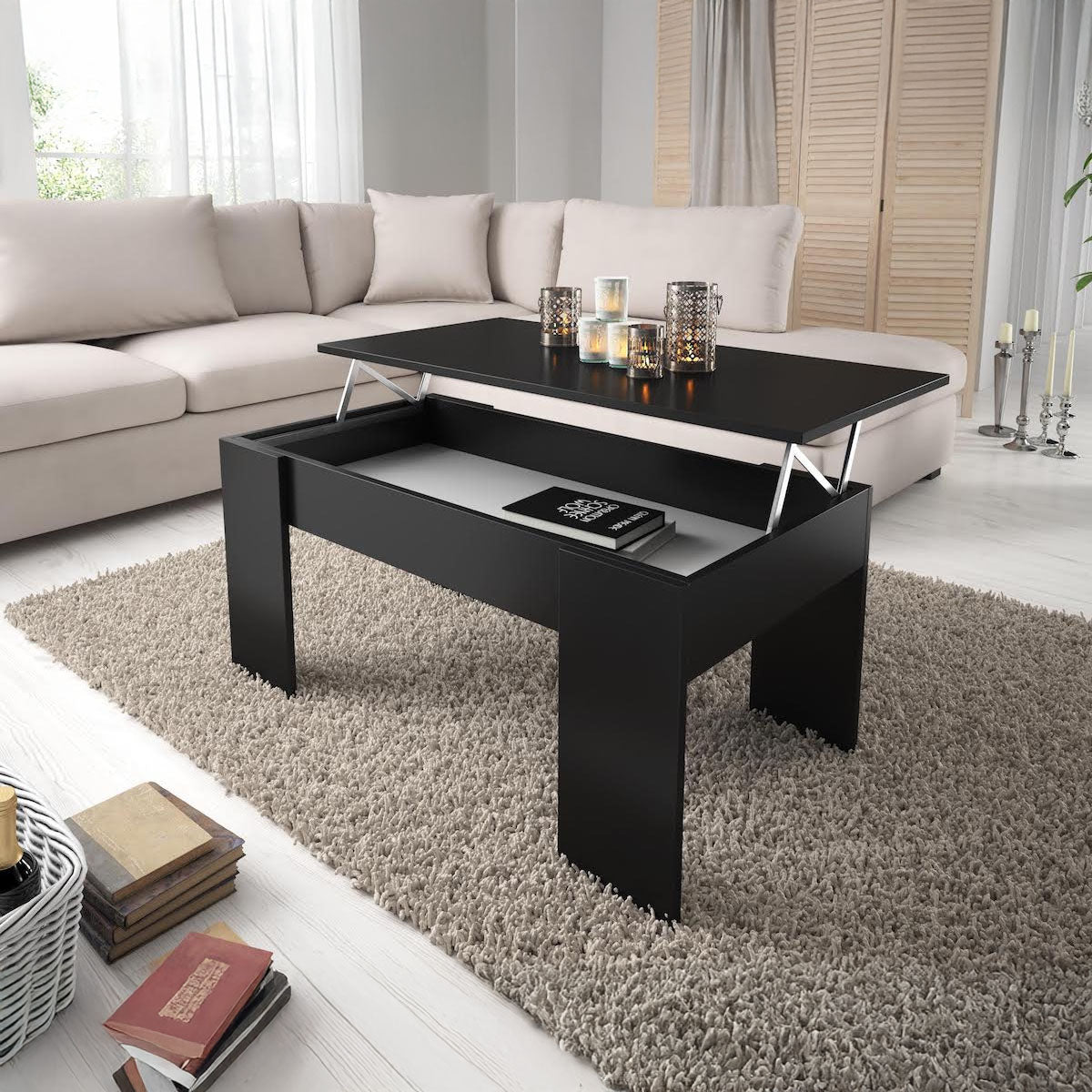 Malia - Salontafel met opbergruimte - Zwart - 100x56x45 cm
