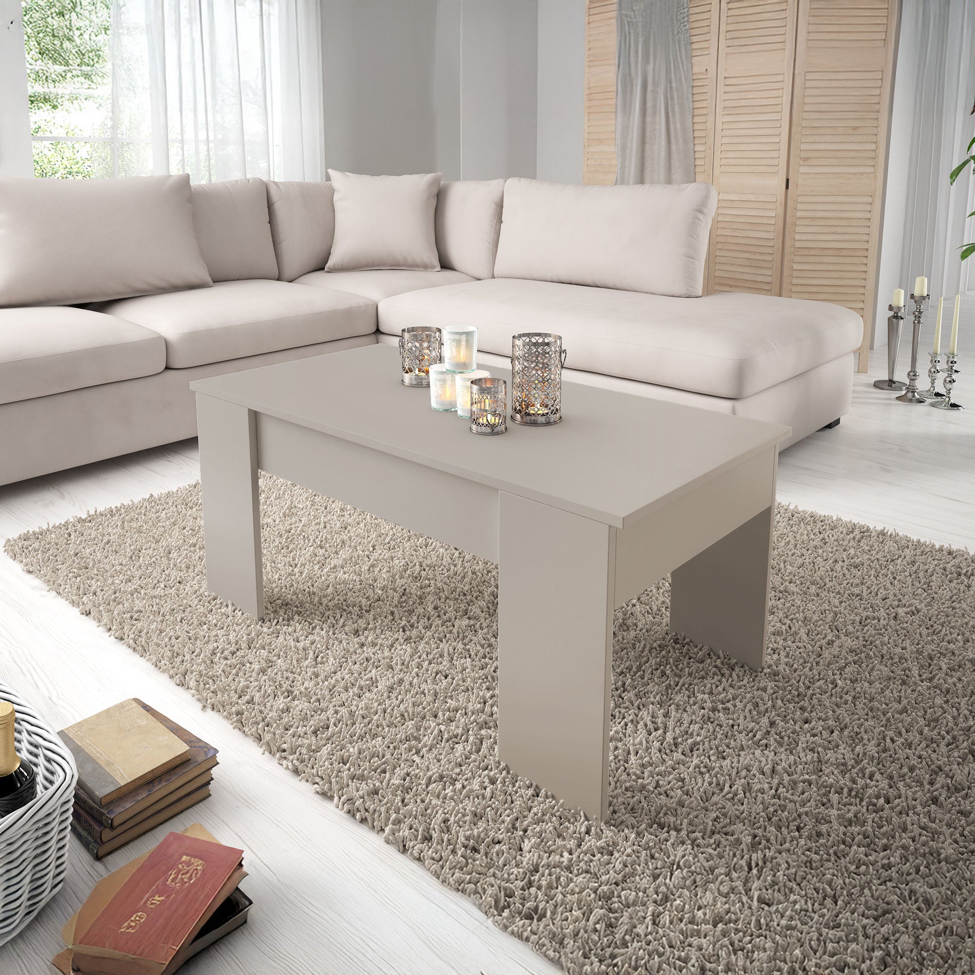 Malia - Salontafel met opbergruimte - Beige - 100x56x45 cm