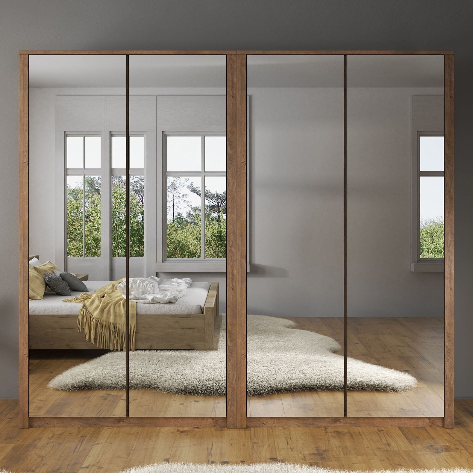 Malibu - Kledingkast 4-deurs - Eiken - 227x53x197 cm