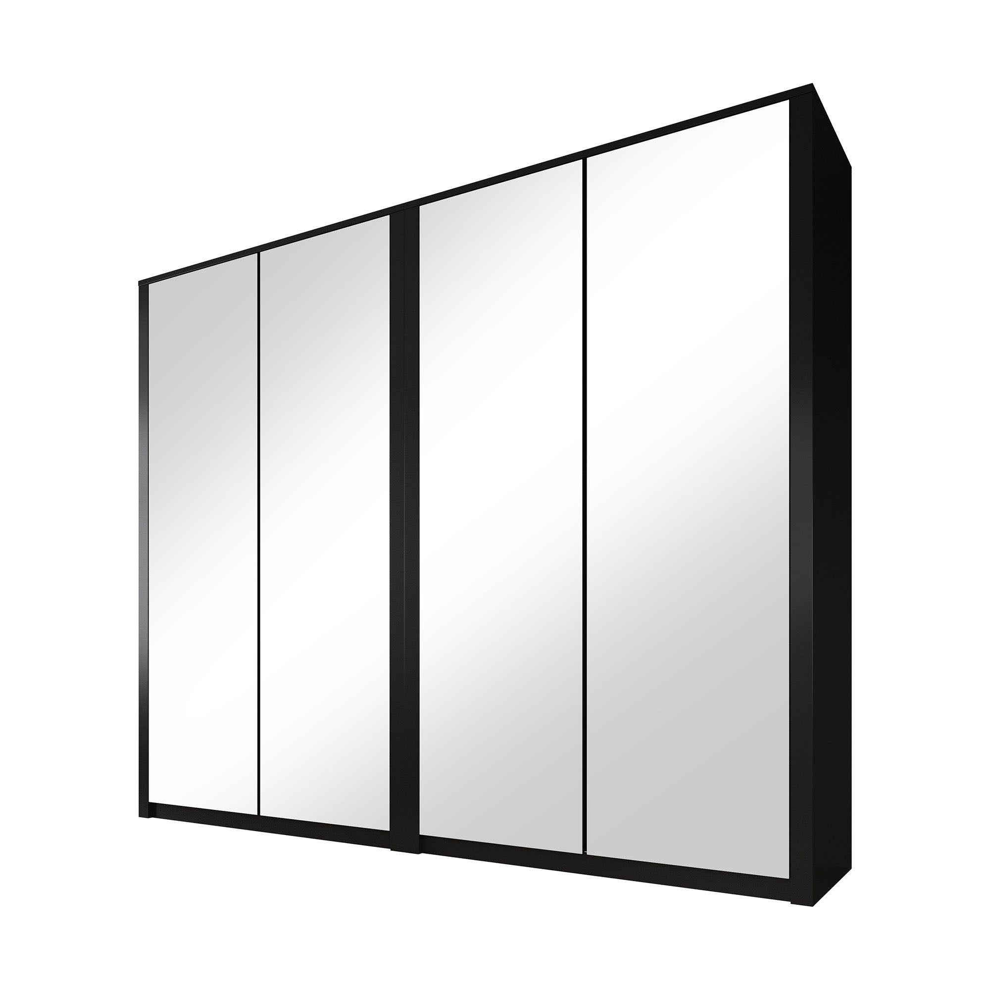 Malibu - Kledingkast 4-deurs - Mat zwart - 227x53x197 cm