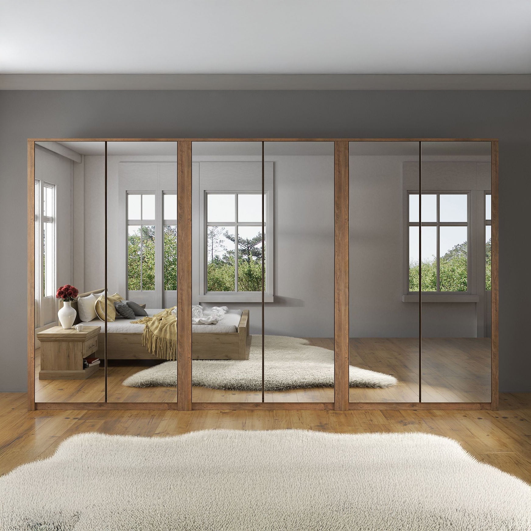 Malibu - Kledingkast 6-deurs - Eiken 340x53x197 cm