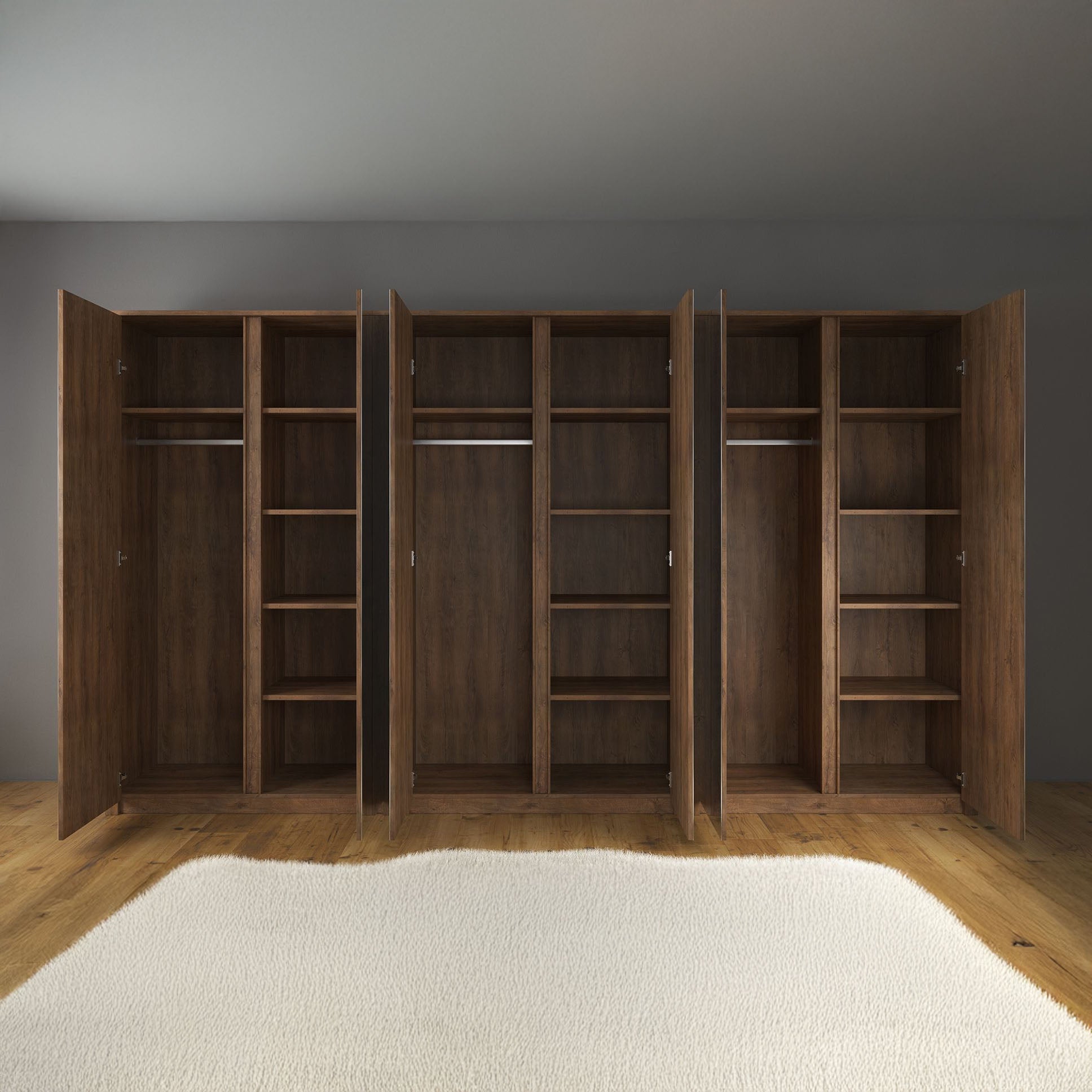 Malibu - Kledingkast 6-deurs - Eiken 340x53x197 cm