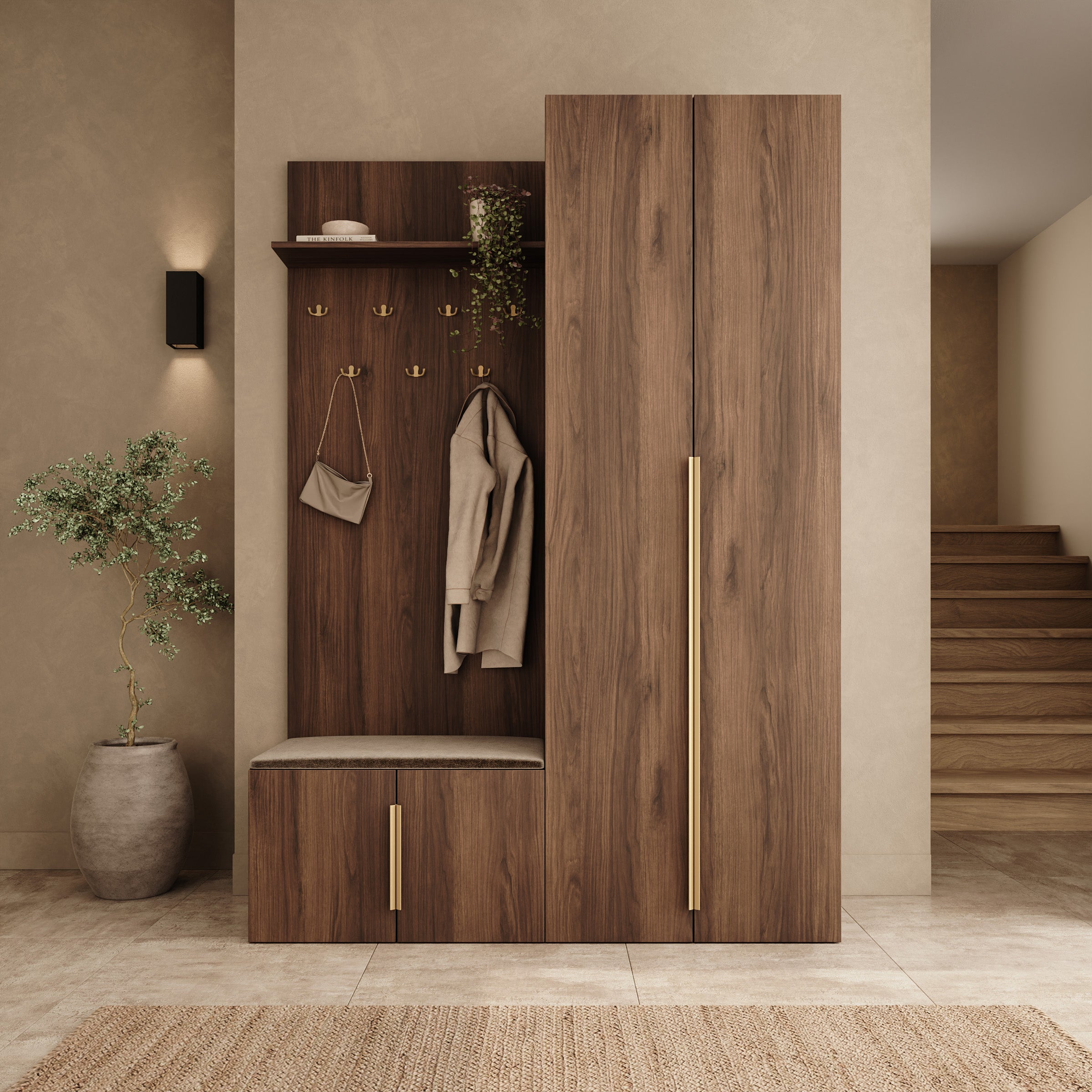Malmok - Halkast - Walnootpatroon - 140x42x200 cm