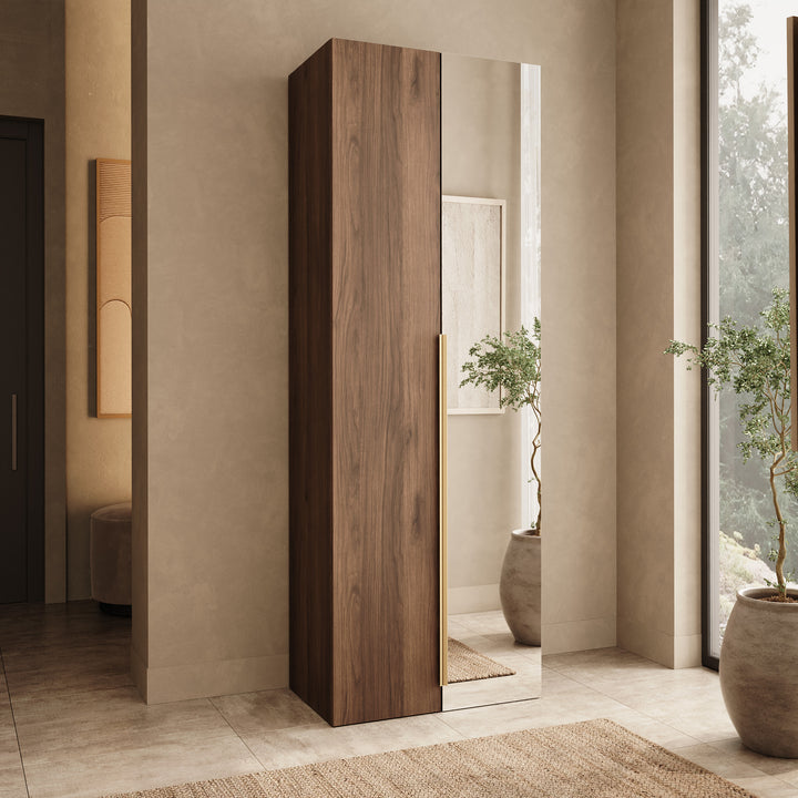 Malmok - Halkast met spiegel - Walnootpatroon - 70x42x200 cm