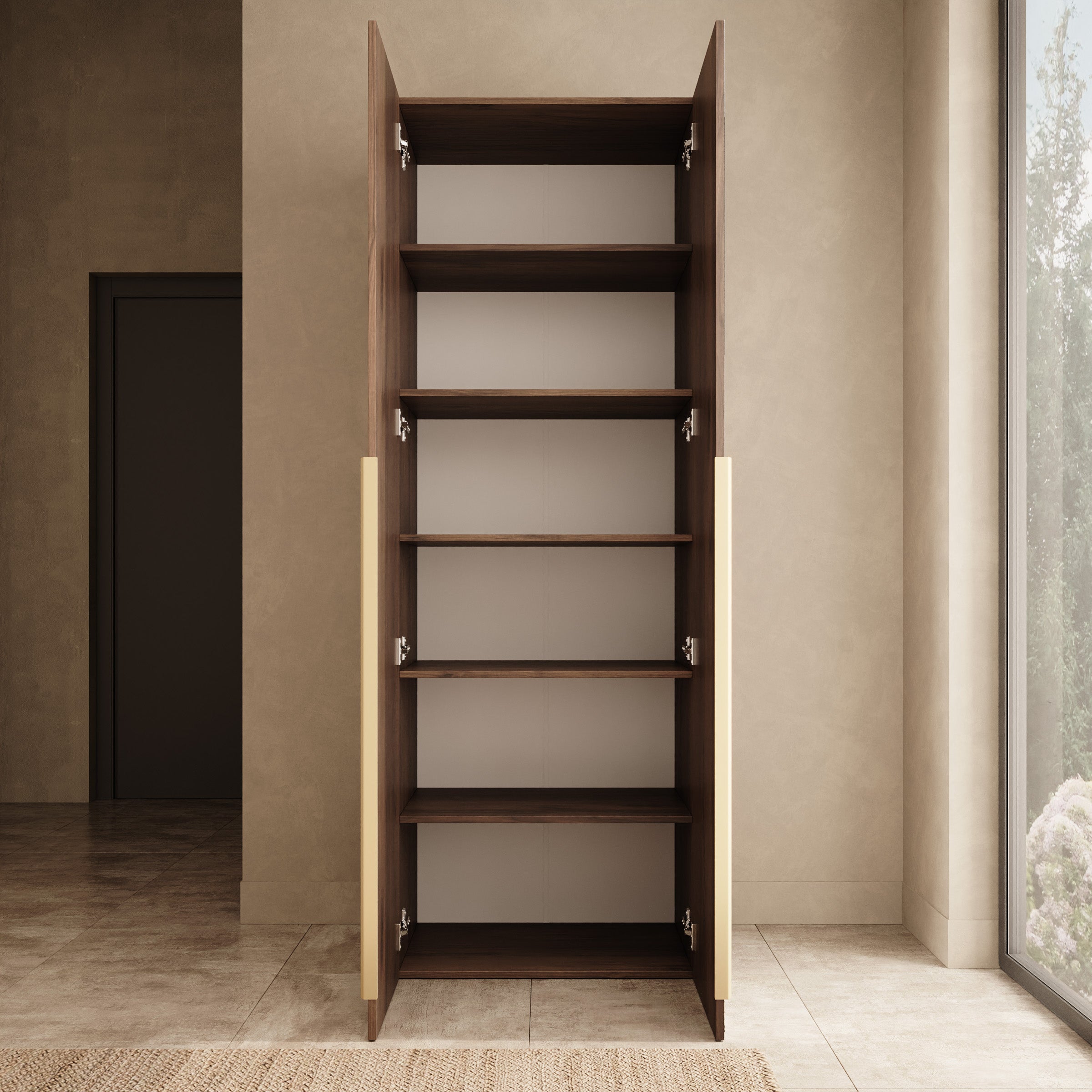 Malmok - Halkast met spiegel - Walnootpatroon - 70x42x200 cm