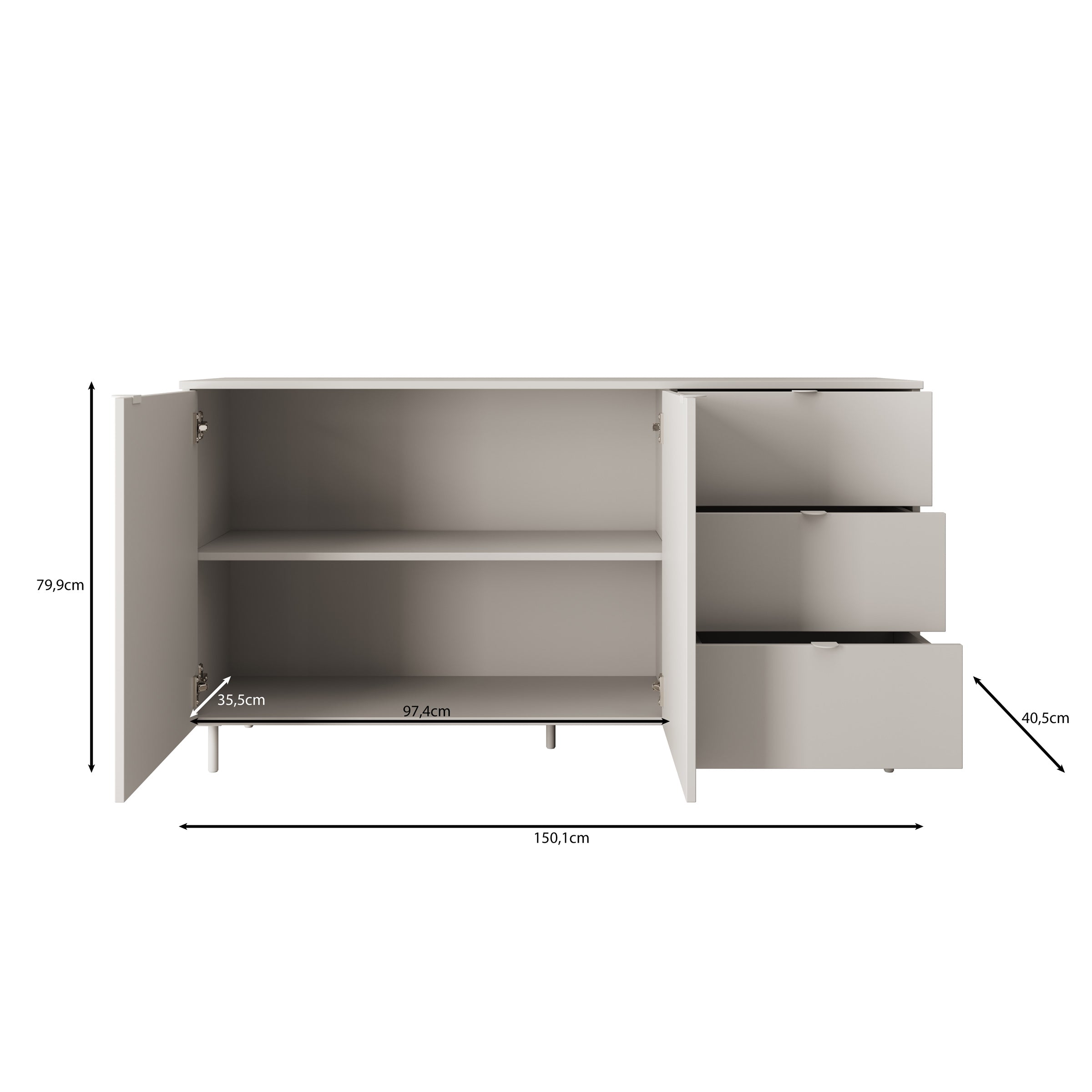Malvare 2 - Dressoir - Wit - 150x41x80 cm