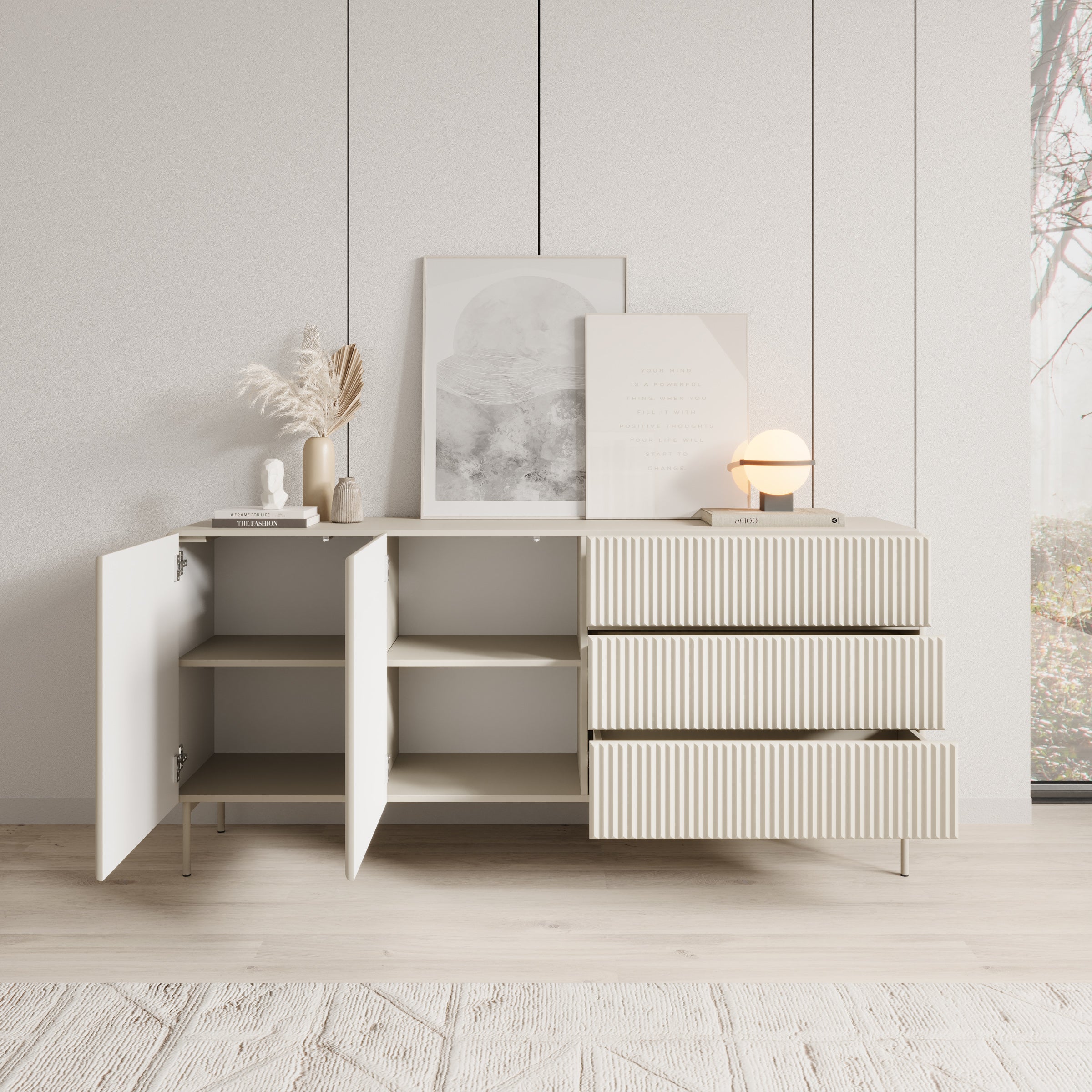 Marajo - Dressoir - Beige - 177x40x81 cm