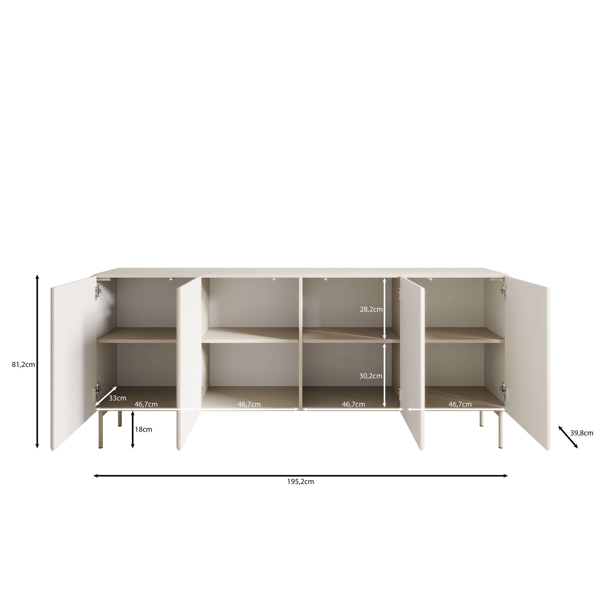 Marajo - Dressoir - Beige - 195x40x81 cm