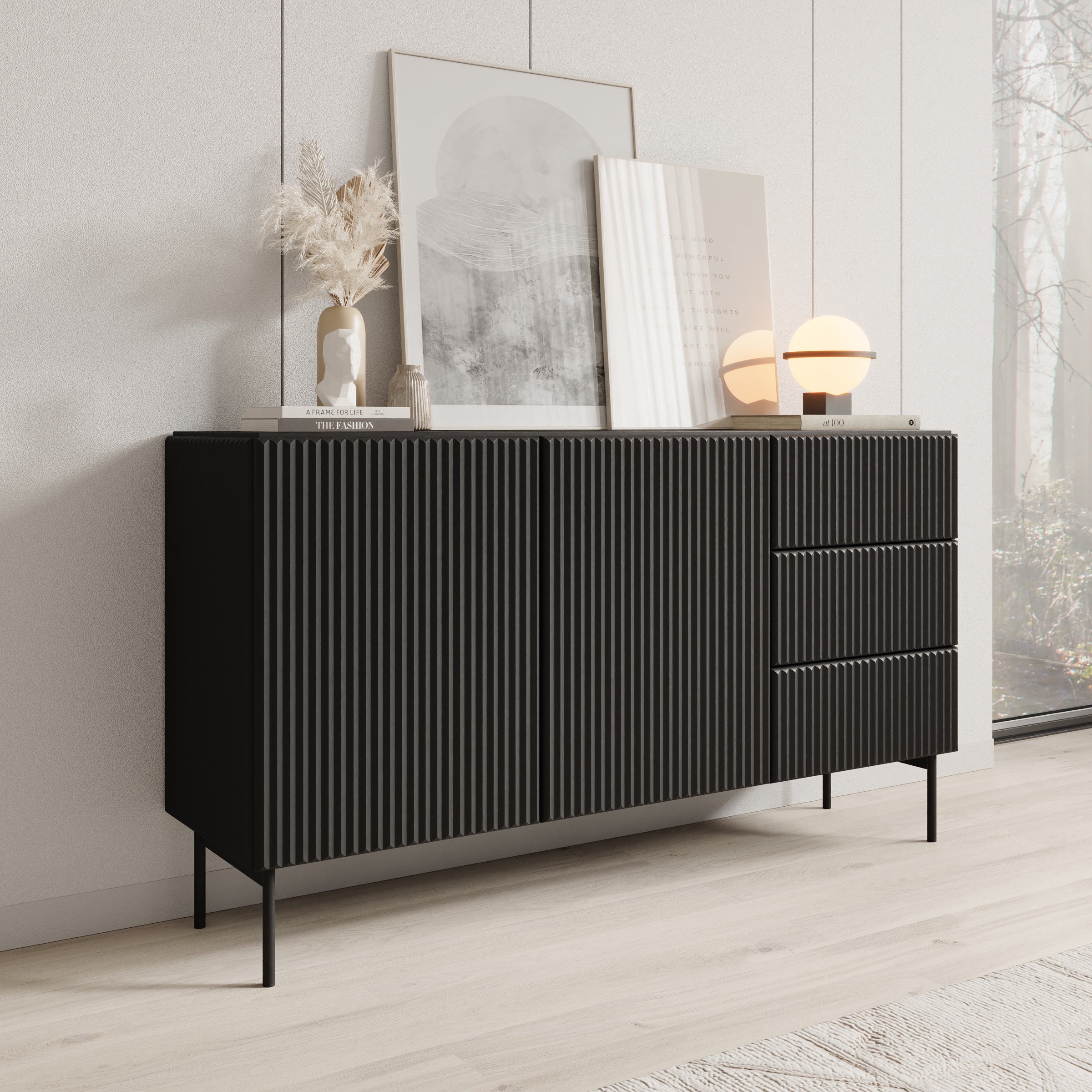 Marajo - Dressoir - Zwart - 147x40x81 cm