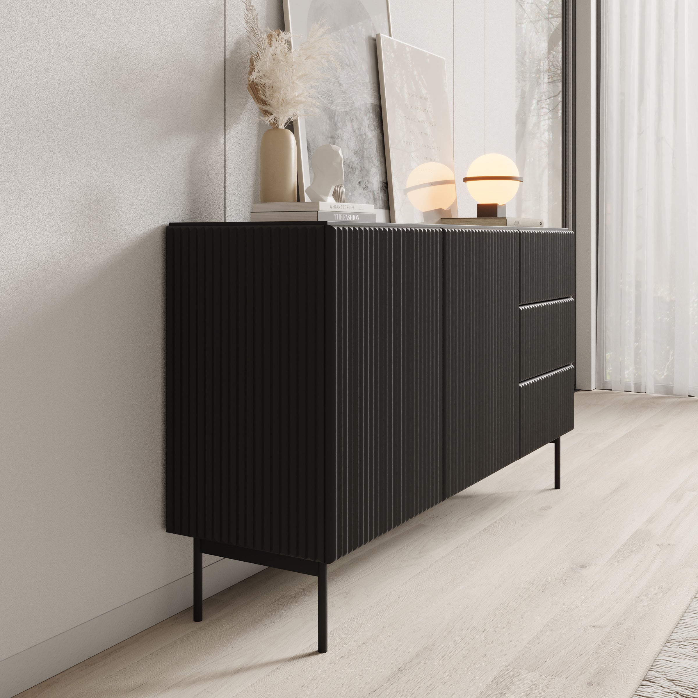 Marajo - Dressoir - Zwart - 147x40x81 cm