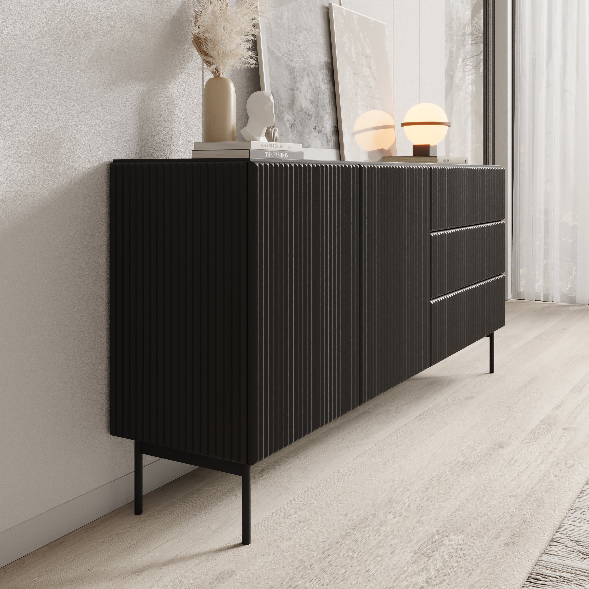 Marajo - Dressoir - Zwart - 177x40x81 cm