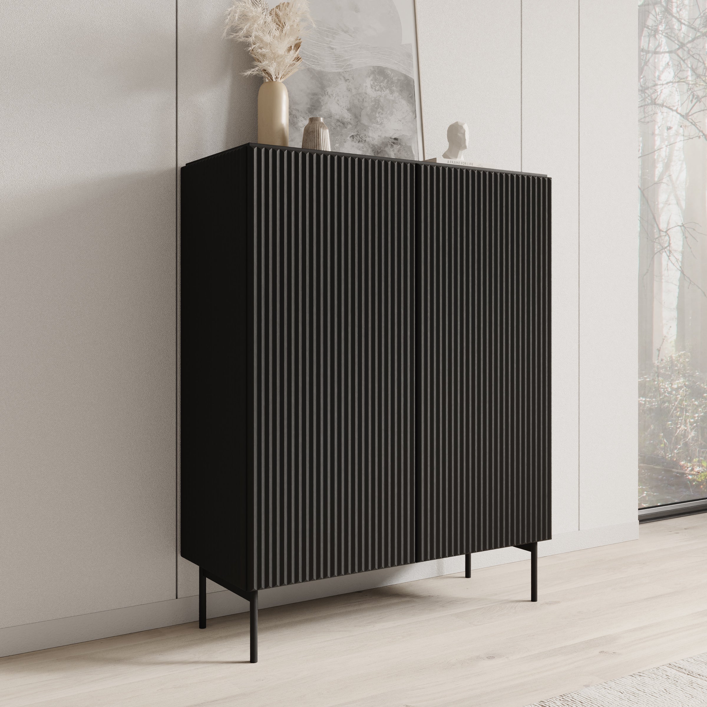 Marajo - Dressoir - Zwart - 99x40x123 cm