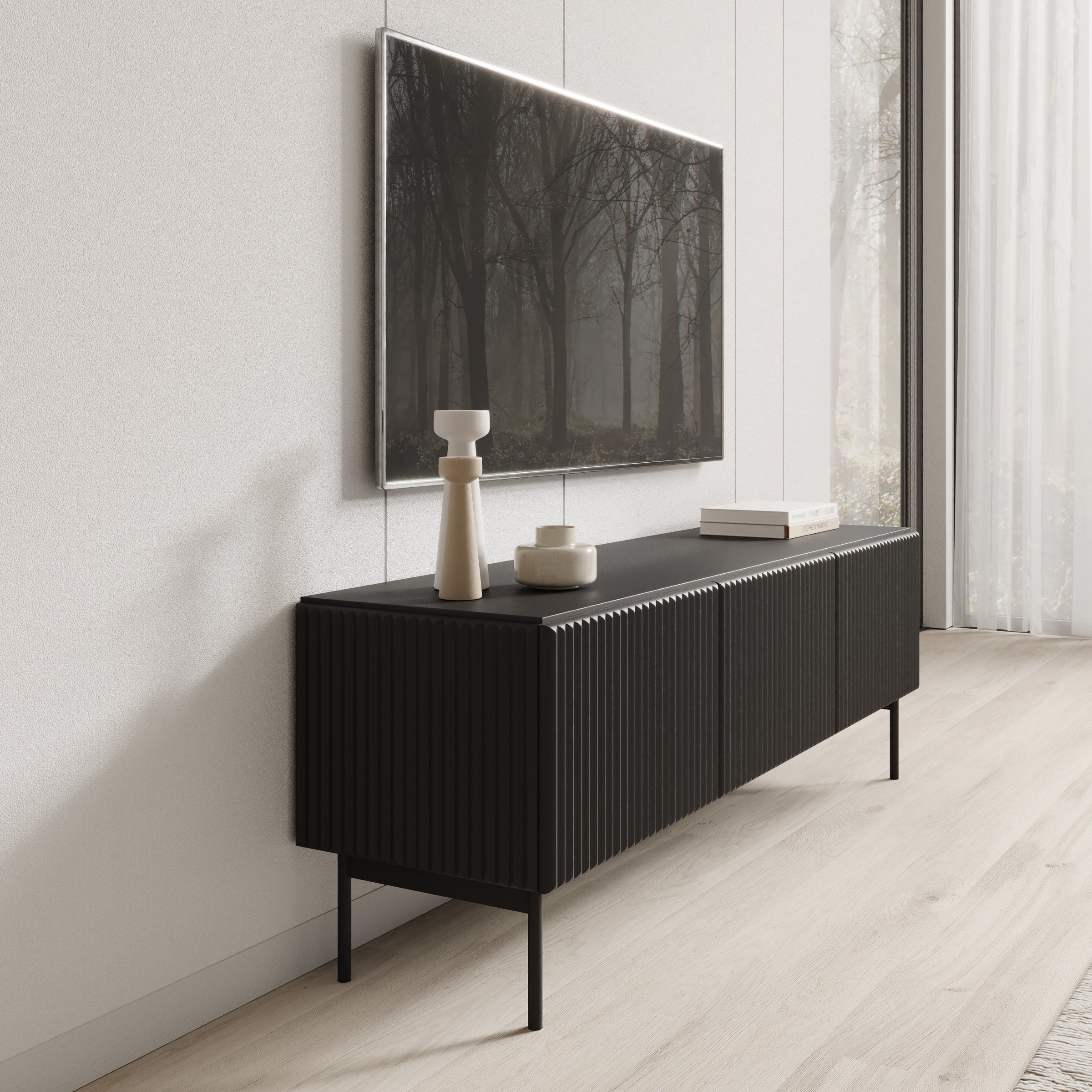 Marajo - TV-Meubel - Zwart - 147x40x51 cm