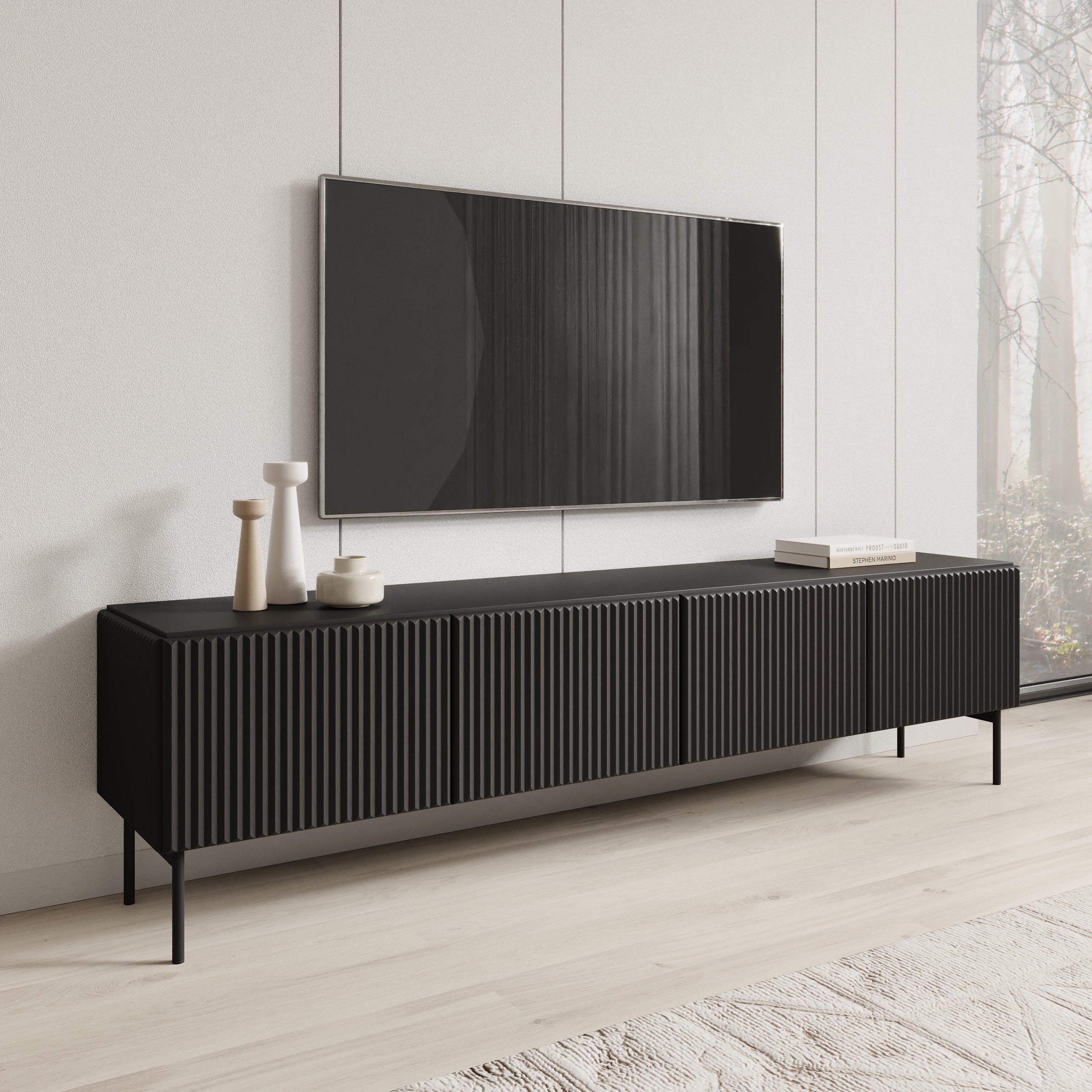 Marajo - TV-Meubel - Zwart - 195x40x51 cm