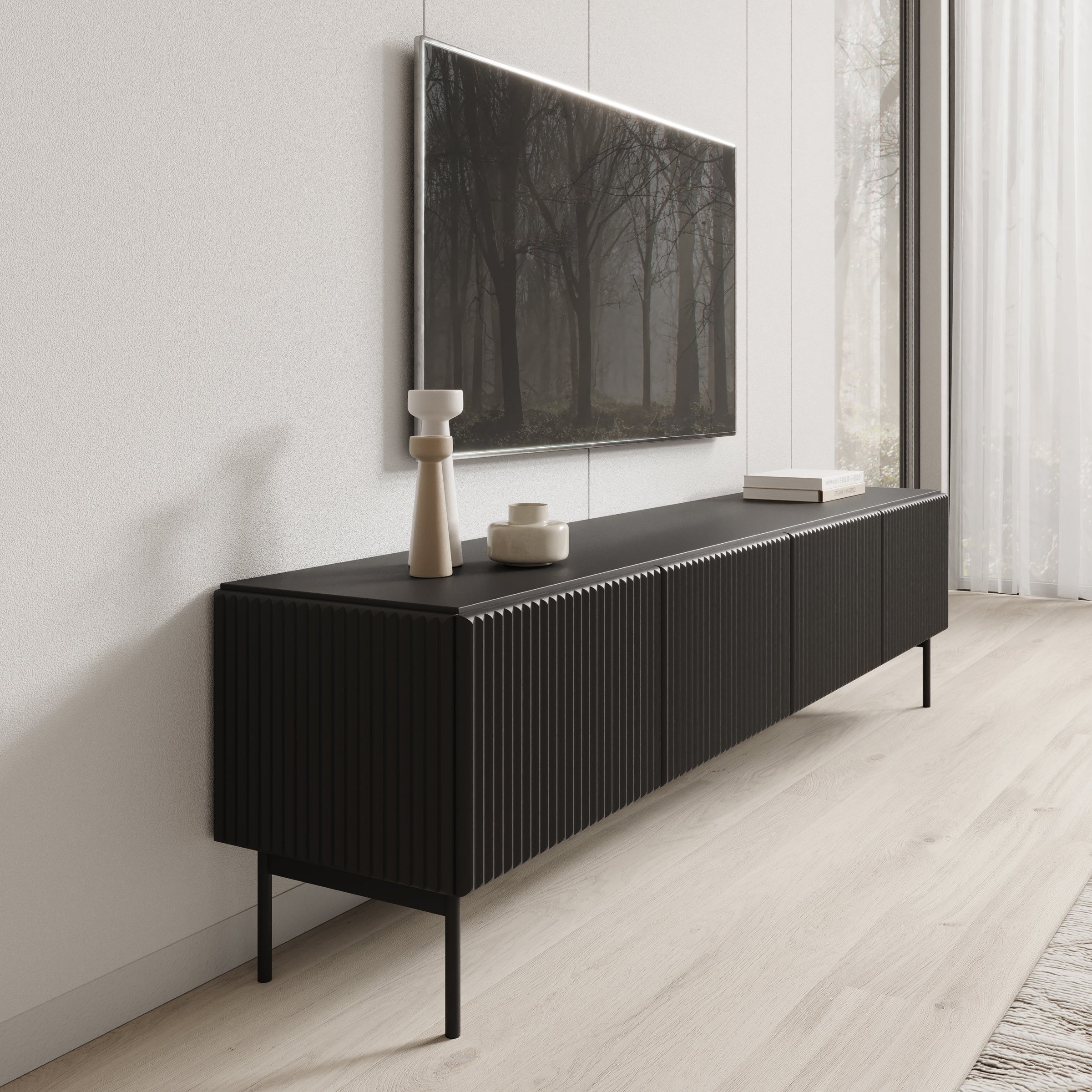 Marajo - TV-Meubel - Zwart - 195x40x51 cm