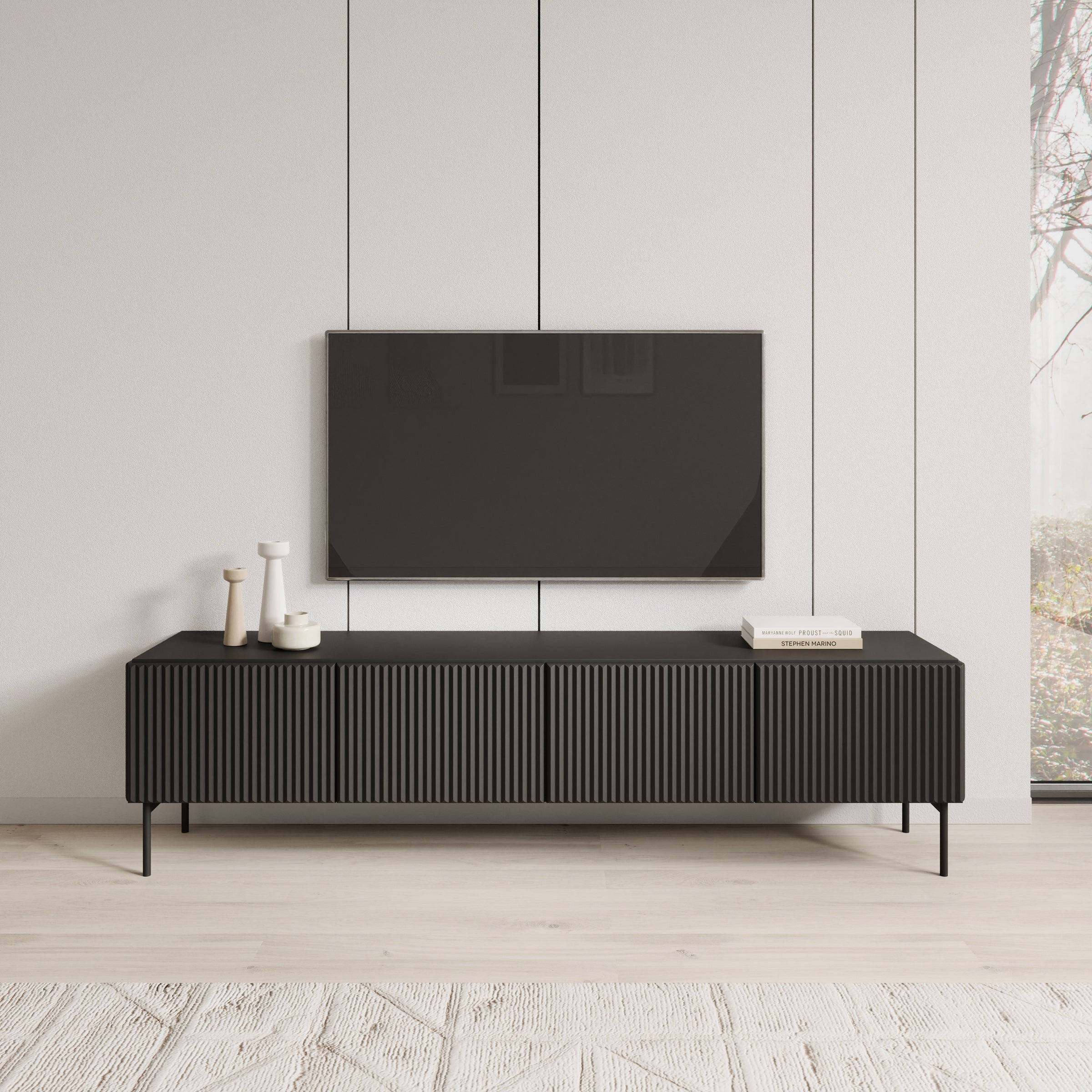 Marajo - TV-Meubel - Zwart - 195x40x51 cm