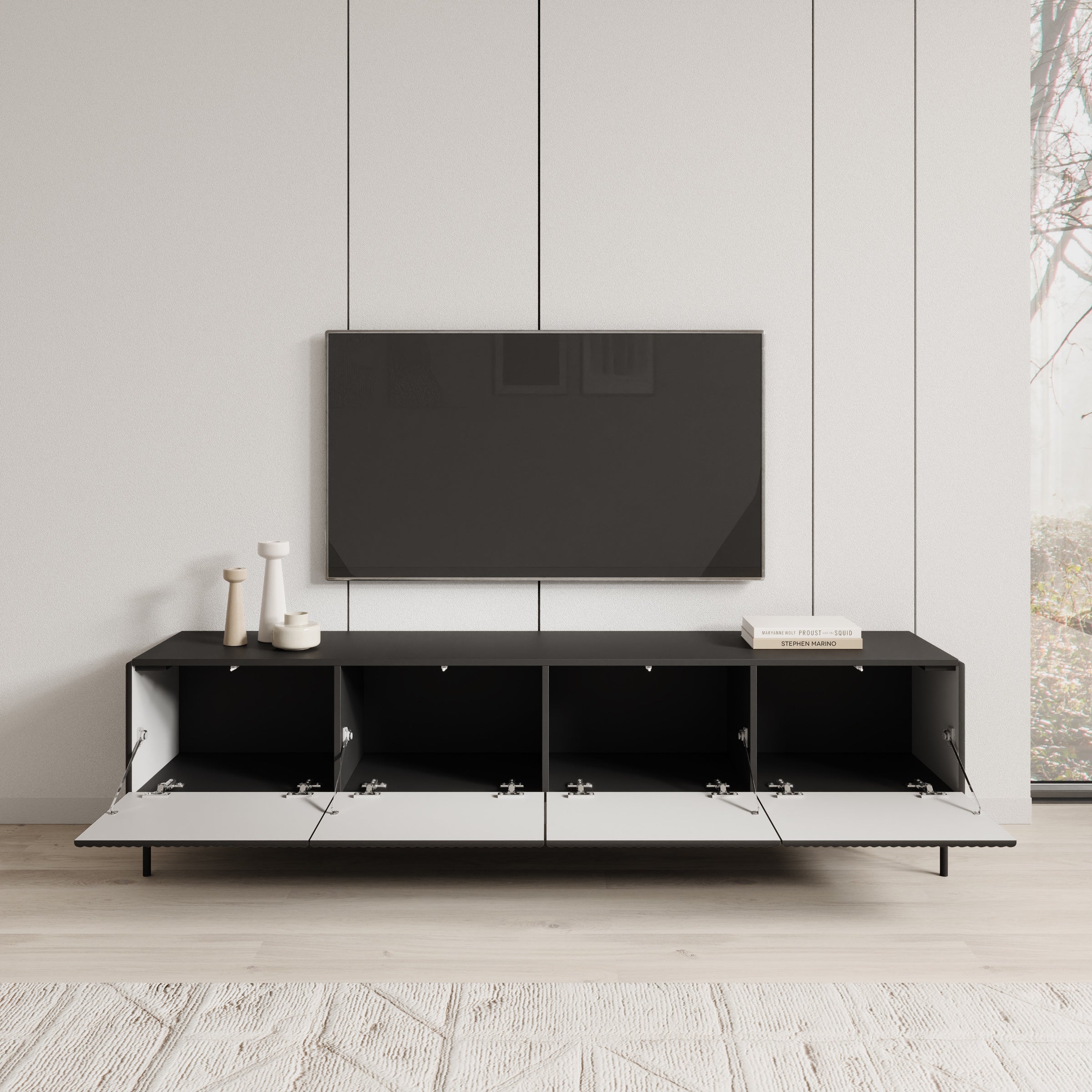 Marajo - TV-Meubel - Zwart - 195x40x51 cm