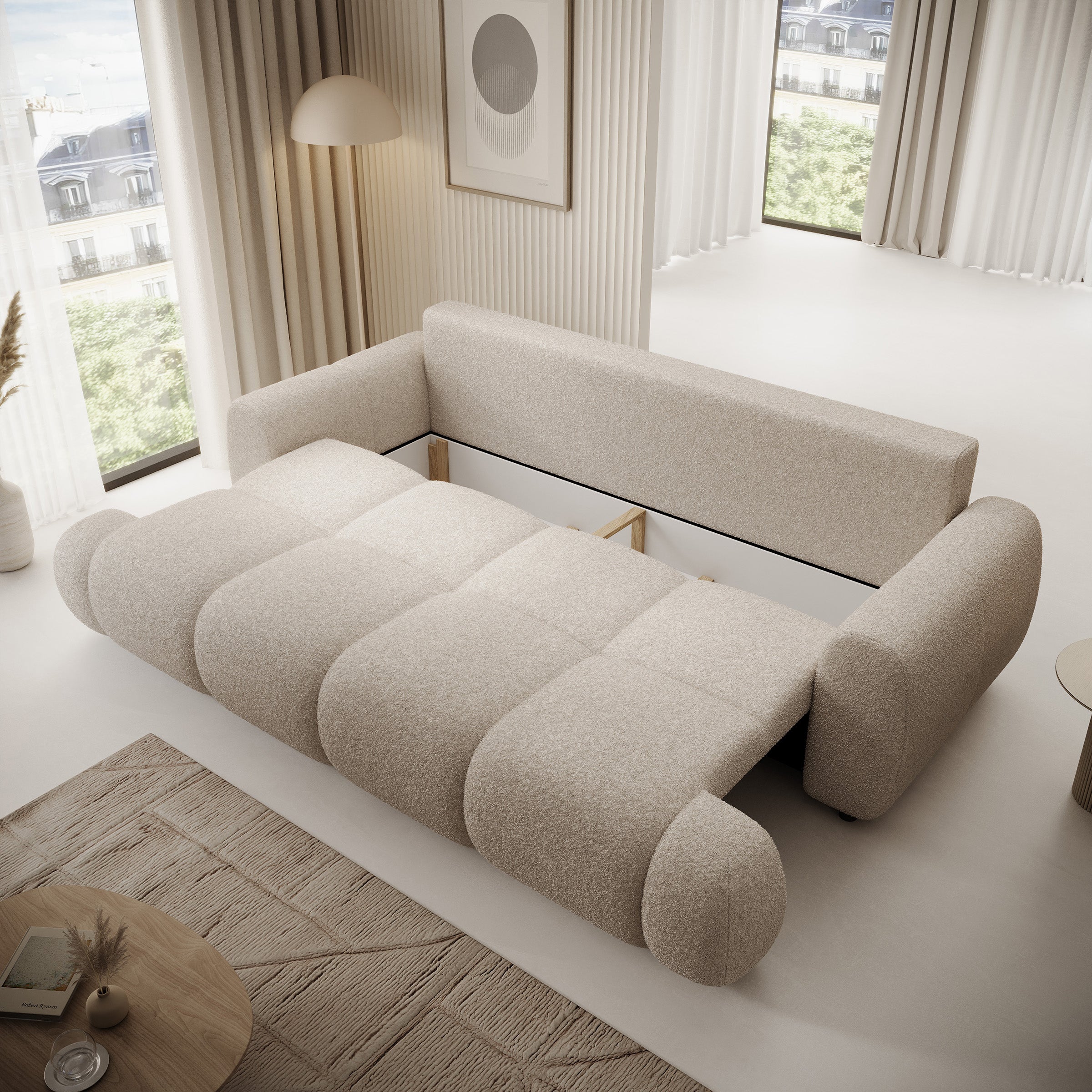 Maravilla - Slaapbank - Teddystof beige - 250x117x85 cm