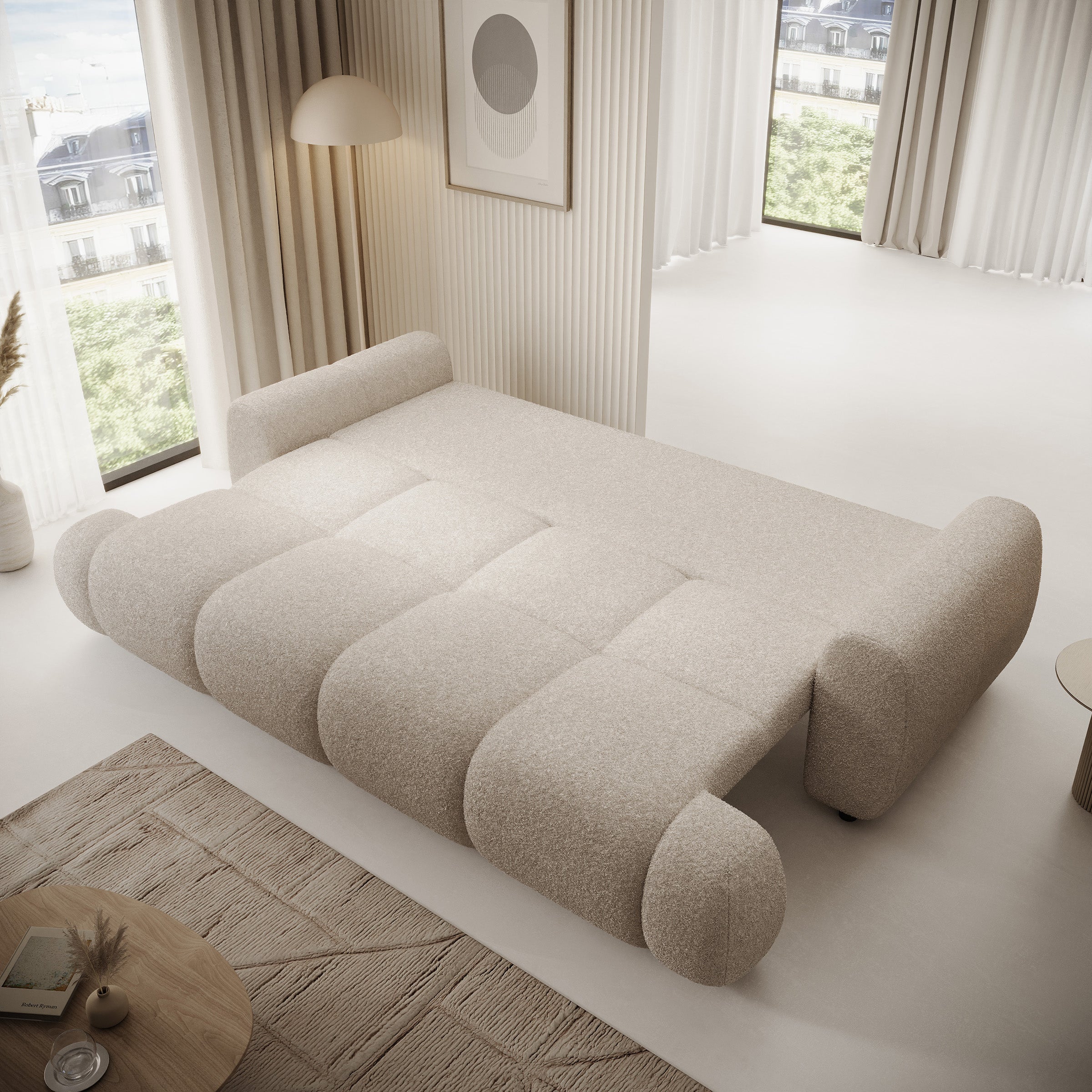 Maravilla - Slaapbank - Teddystof beige - 250x117x85 cm