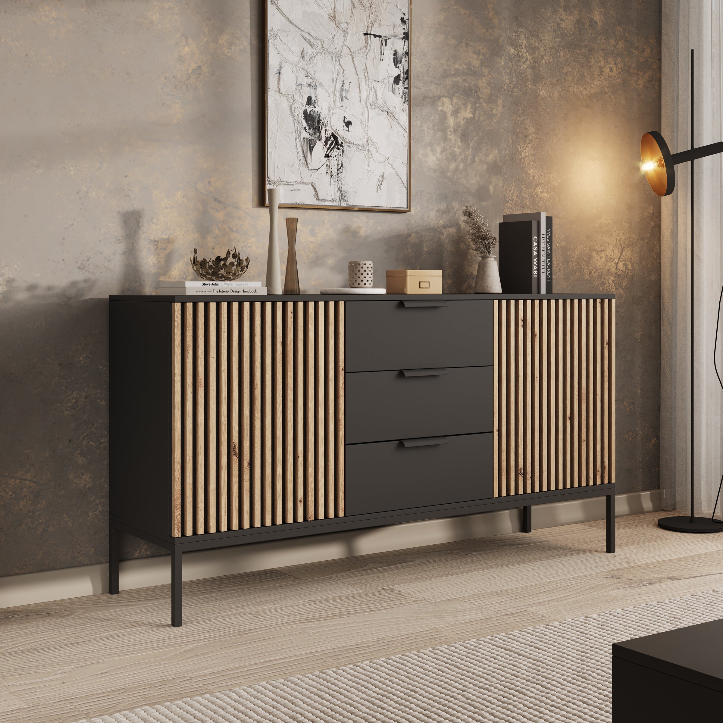 Marbella - Dressoir - Zwart - 150x40x80 cm