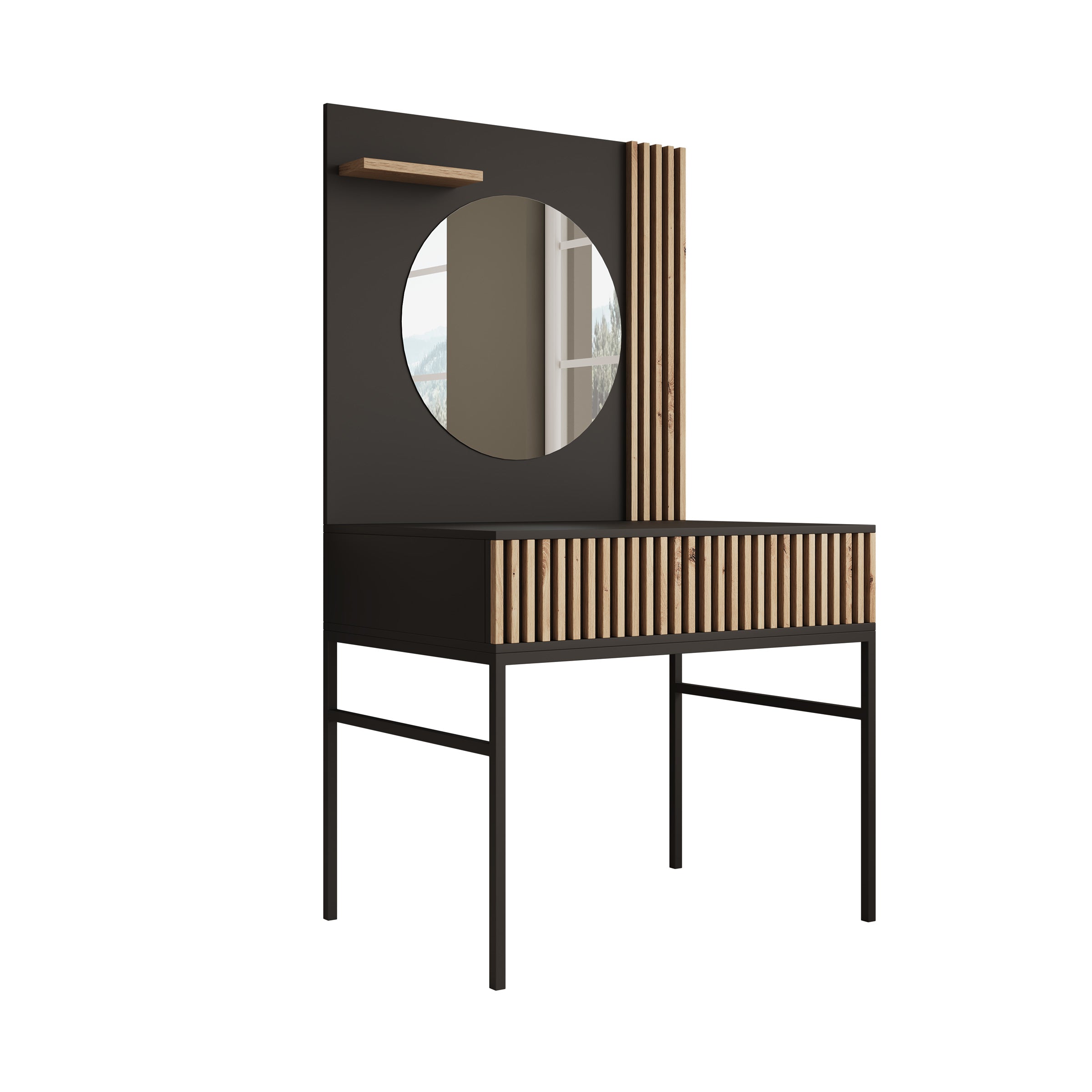 Marbella - Kaptafel met spiegel - Zwart - 85x60x155 cm