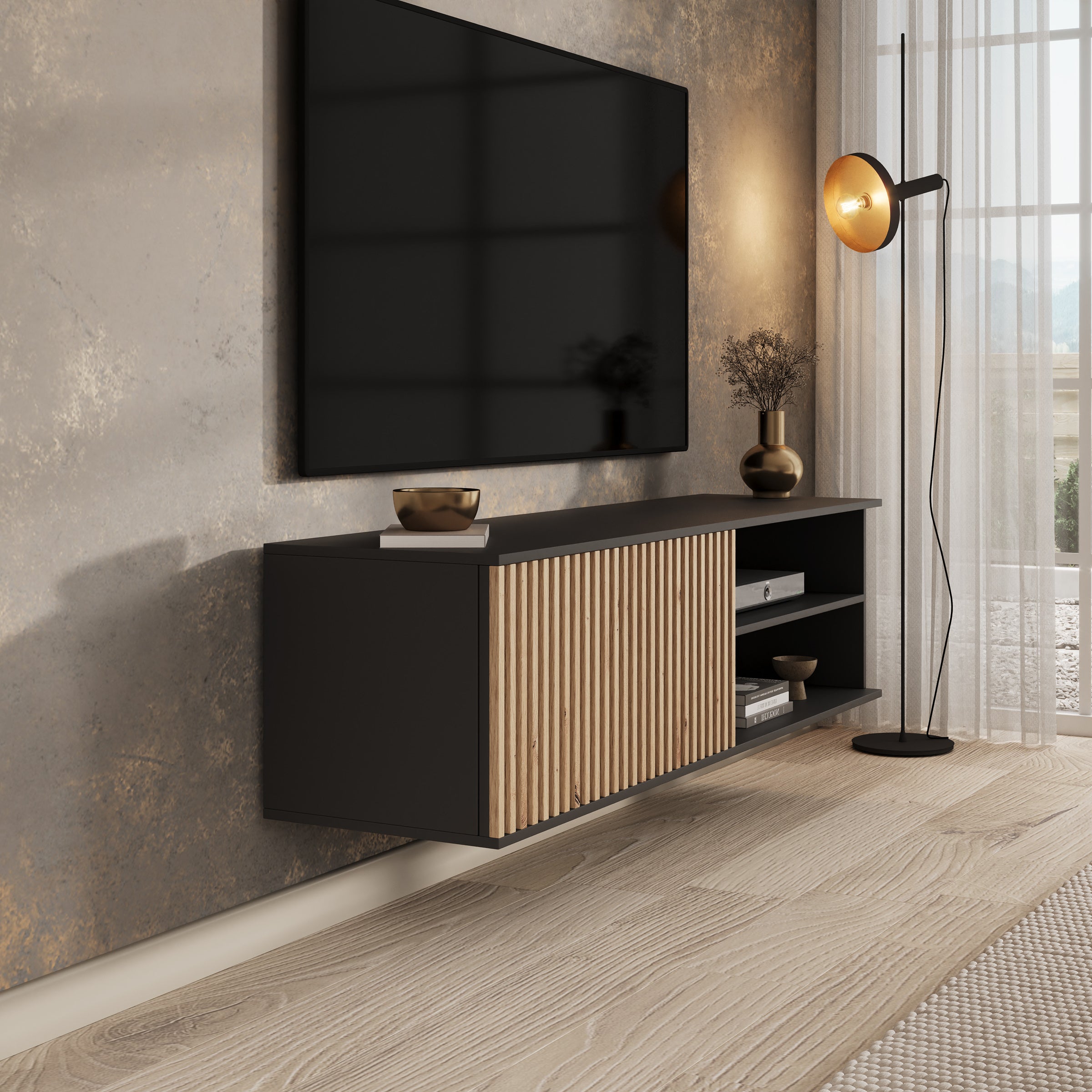 Marbella - TV-Meubel - Zwart - 150x40x40 cm