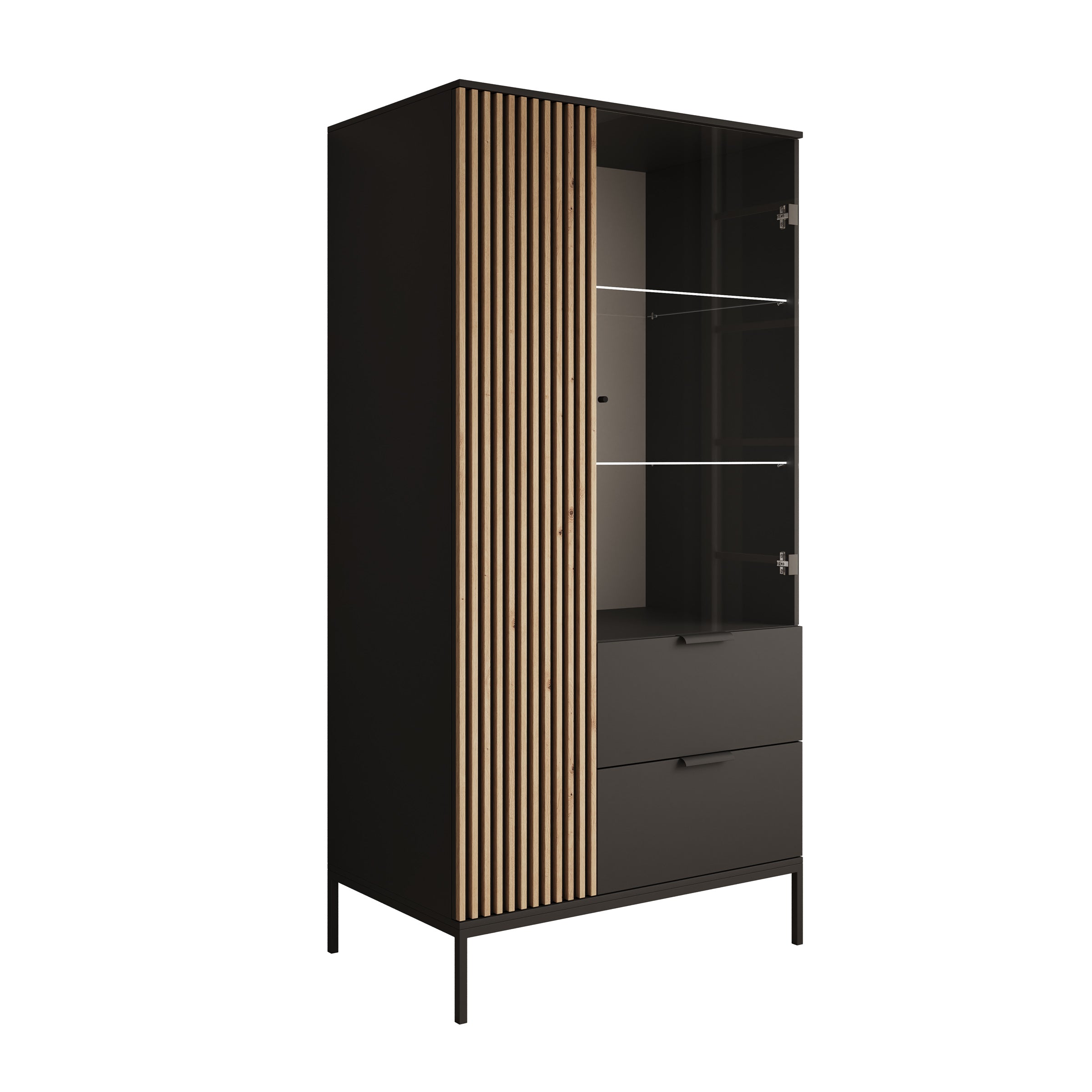 Marbella - Vitrinekast - Zwart - 100x60x200 cm
