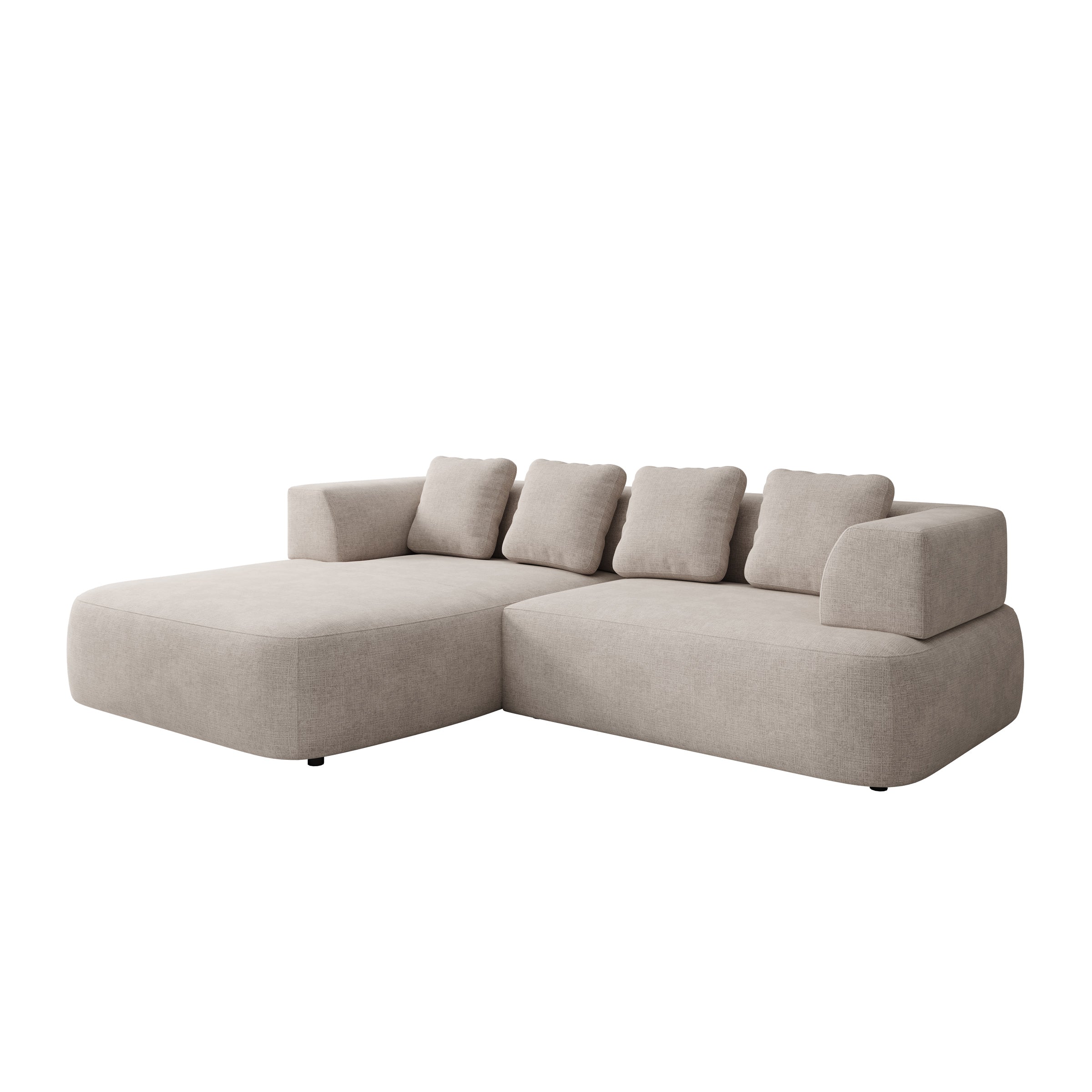 Marcelli - Hoekbank 3-zits met chaise longue - Stof beige - Links