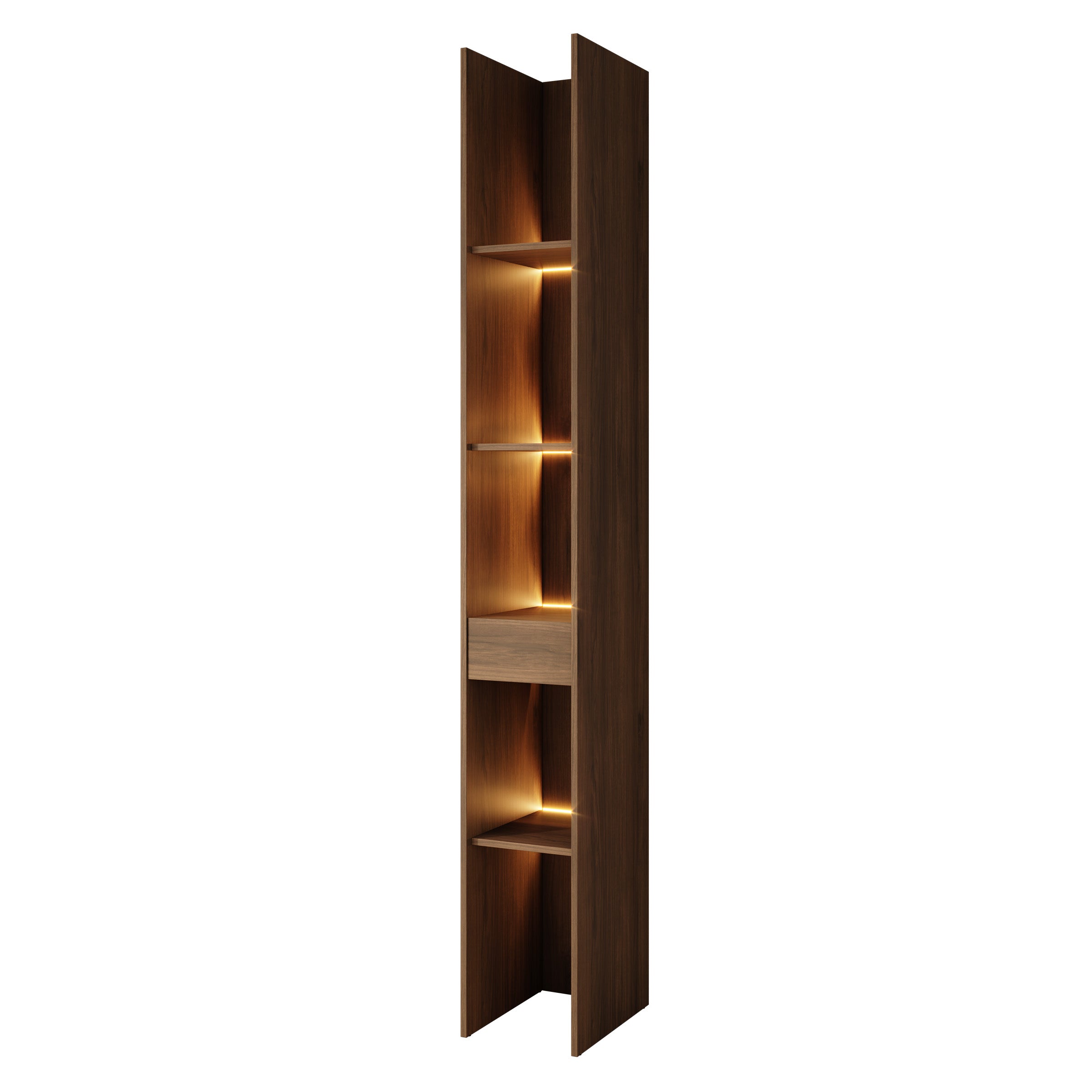 Marchena - Boekenkast met verlichting - Walnootpatroon - 30x38x226 cm