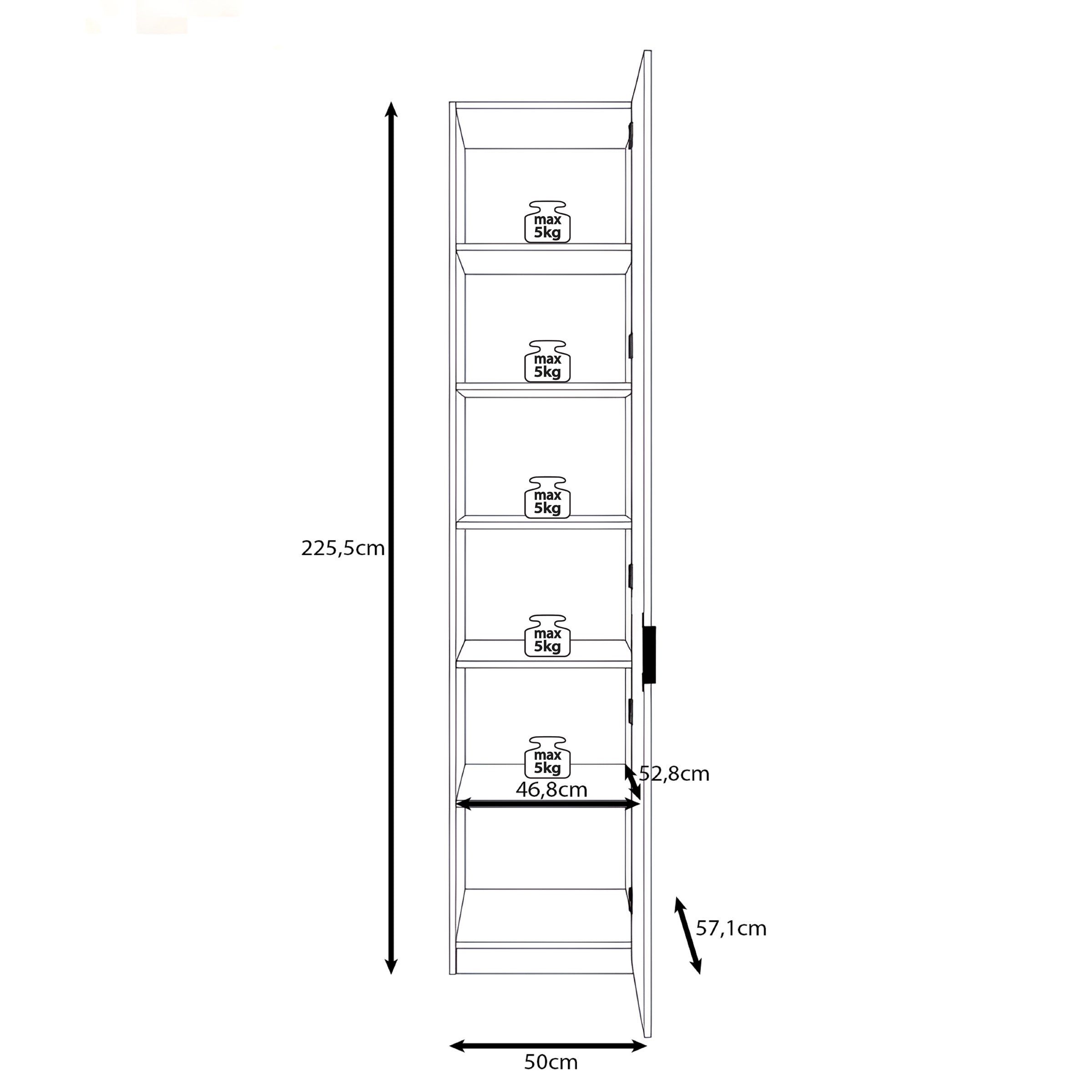 Marchena - Kledingkast 1-deurs - Beige/Walnootpatroon - 50x56x226 cm