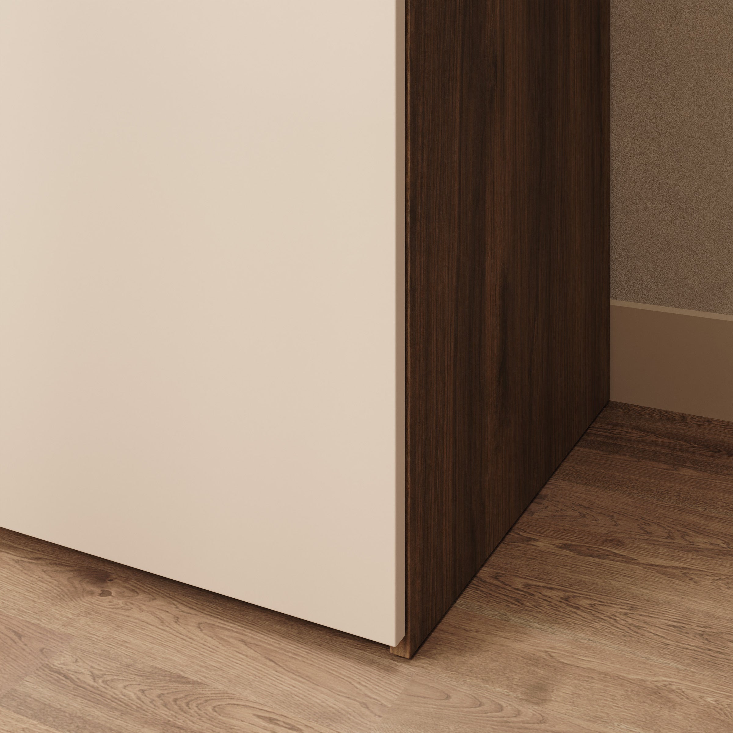 Marchena - Kledingkast 1-deurs - Beige/Walnootpatroon - 50x56x226 cm