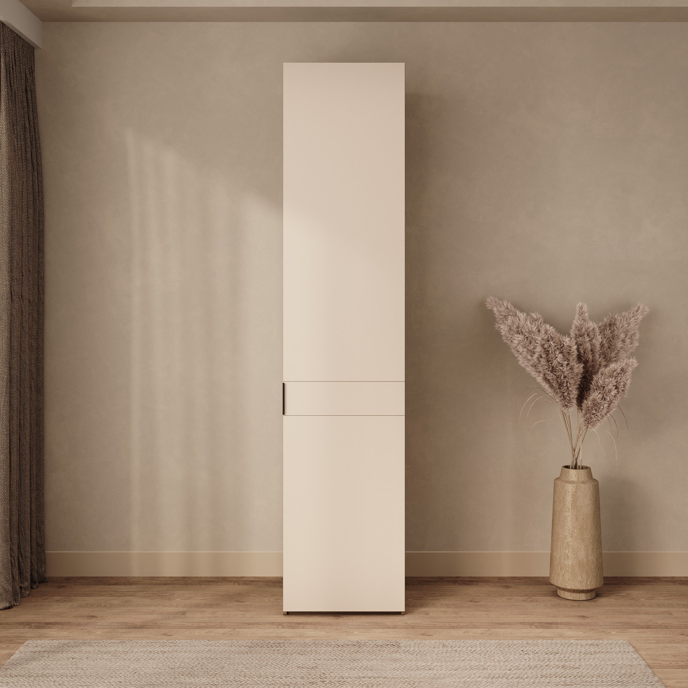 Marchena - Kledingkast 1-deurs - Beige/Walnootpatroon - 50x56x226 cm