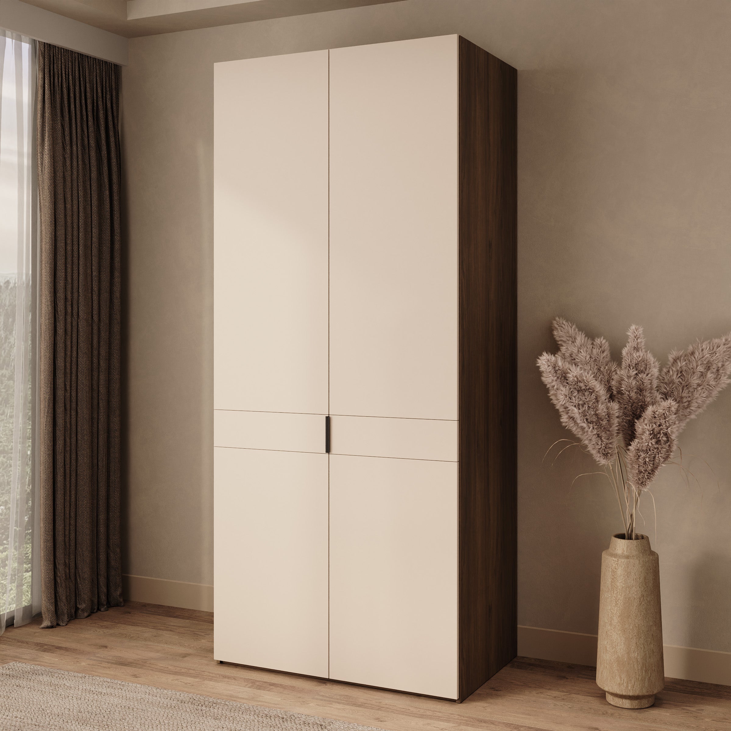 Marchena - Kledingkast 2-deurs - Beige/Walnootpatroon - 100x56x226 cm