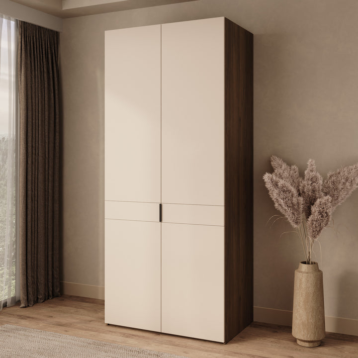 Marchena - Kledingkast 2-deurs - Beige/Walnootpatroon - 100x56x226 cm