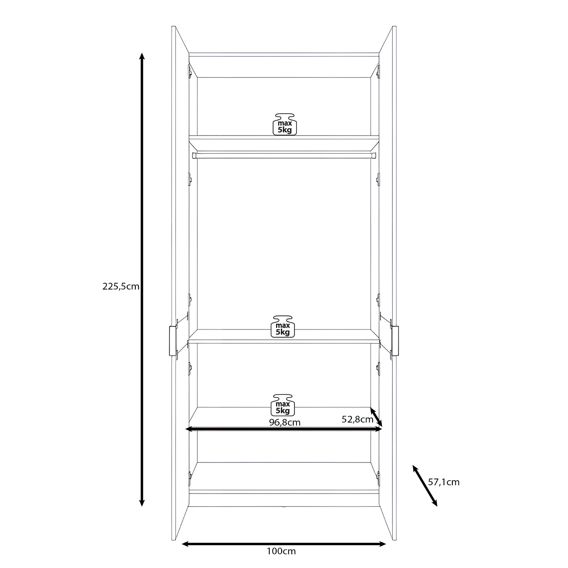 Marchena - Kledingkast 2-deurs - Beige/Walnootpatroon - 100x56x226 cm