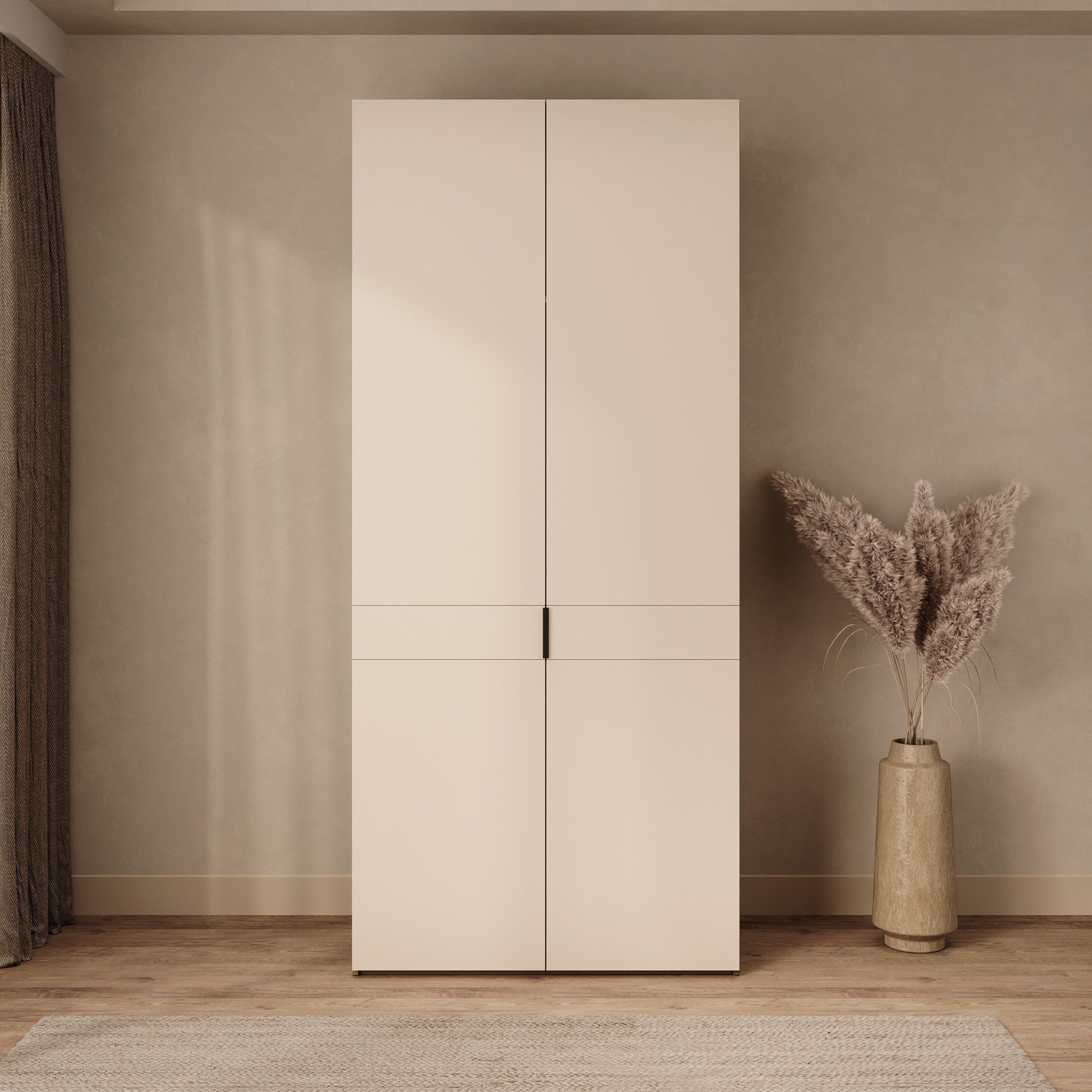 Marchena - Kledingkast 2-deurs - Beige/Walnootpatroon - 100x56x226 cm