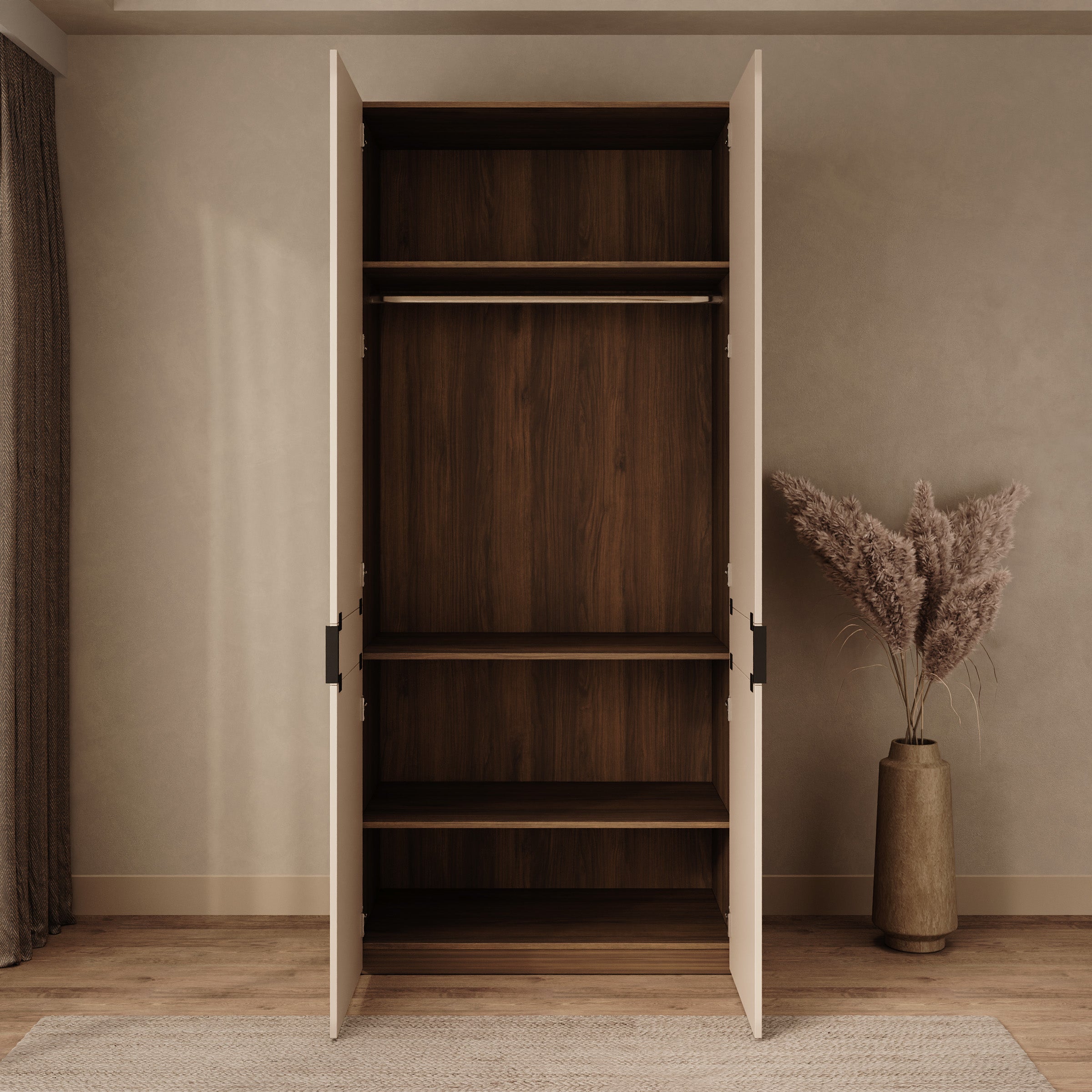 Marchena - Kledingkast 2-deurs - Beige/Walnootpatroon - 100x56x226 cm