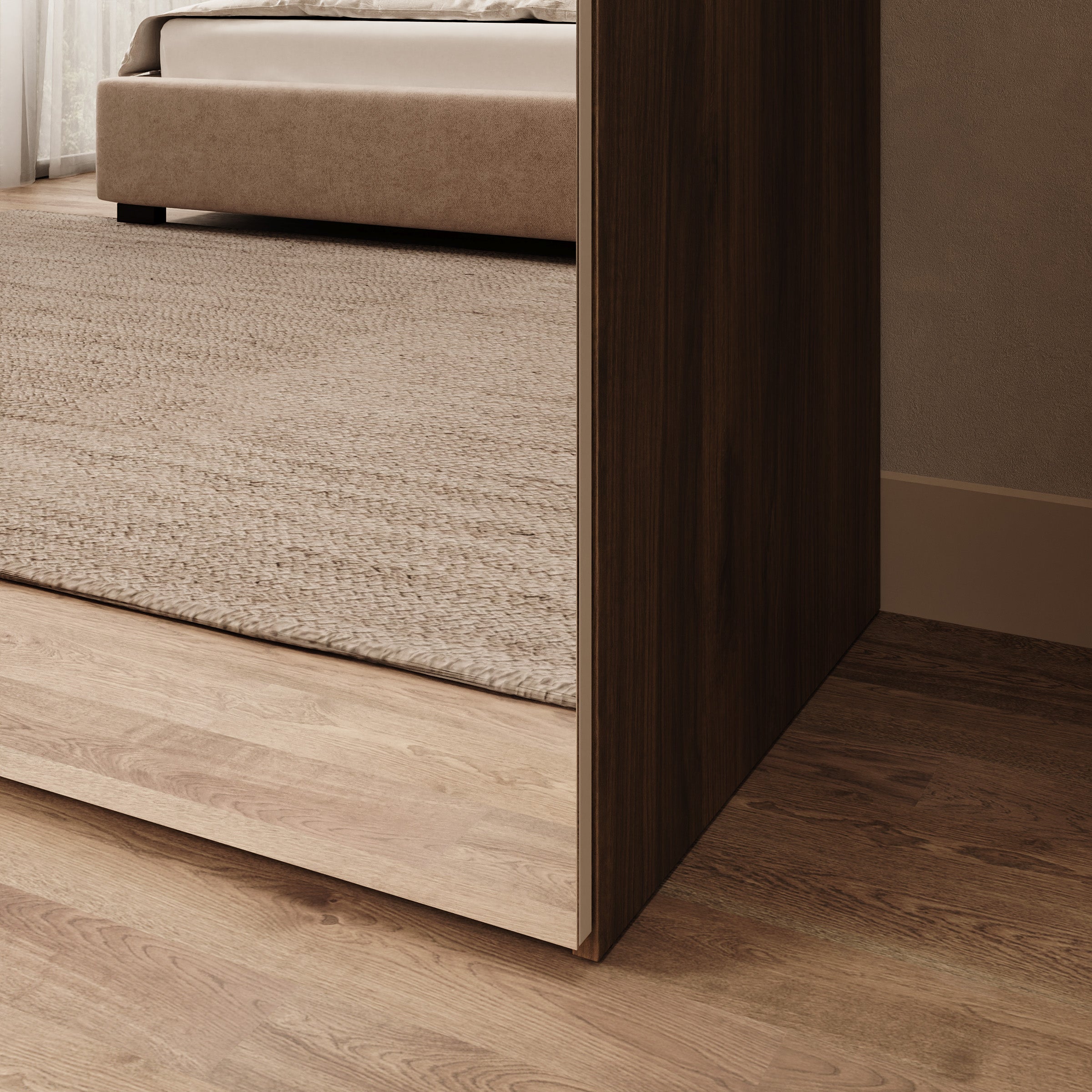 Marchena - Kledingkast 4-deurs - Beige/Walnootpatroon - 230x56x226 cm