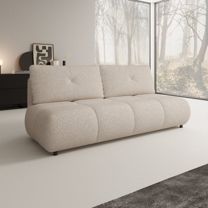 Marela - Slaapbank - Teddystof beige - 214x104x89 cm
