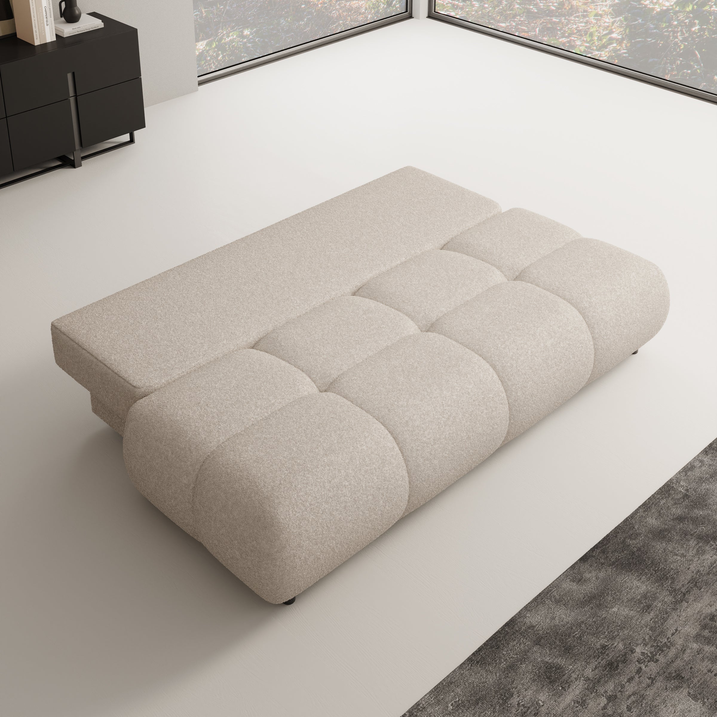 Marela - Slaapbank - Teddystof beige - 214x104x89 cm