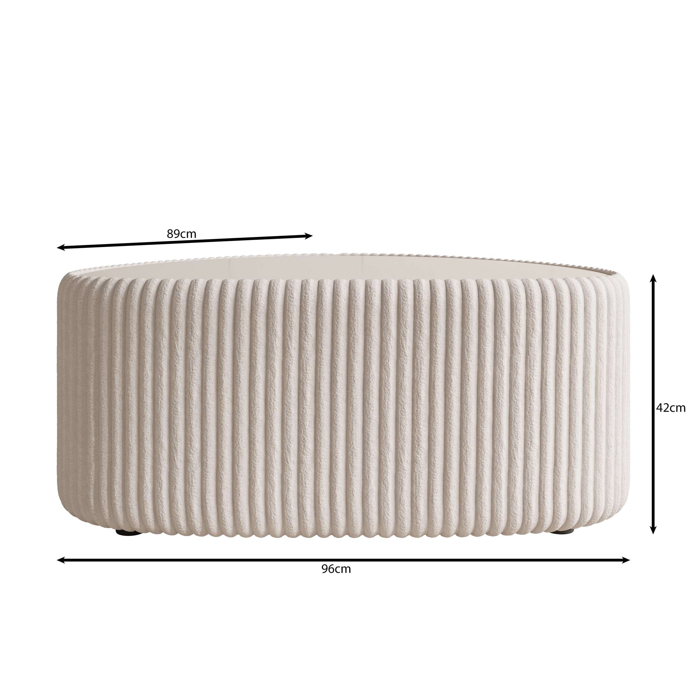 Marlen - Salontafel - Fluffy ribstof wit - 96x89x42 cm