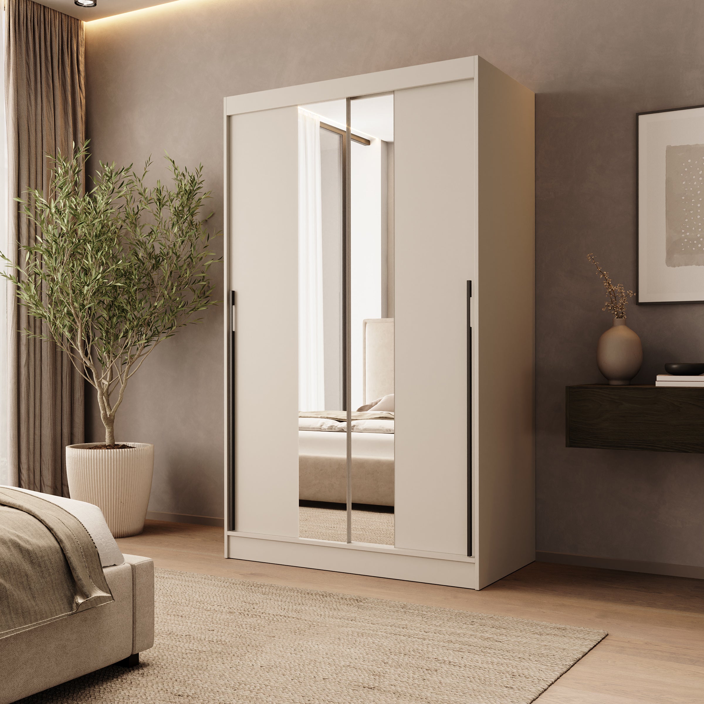 Marlow - Kledingkast met schuifdeuren - Beige - 201x62x119 cm