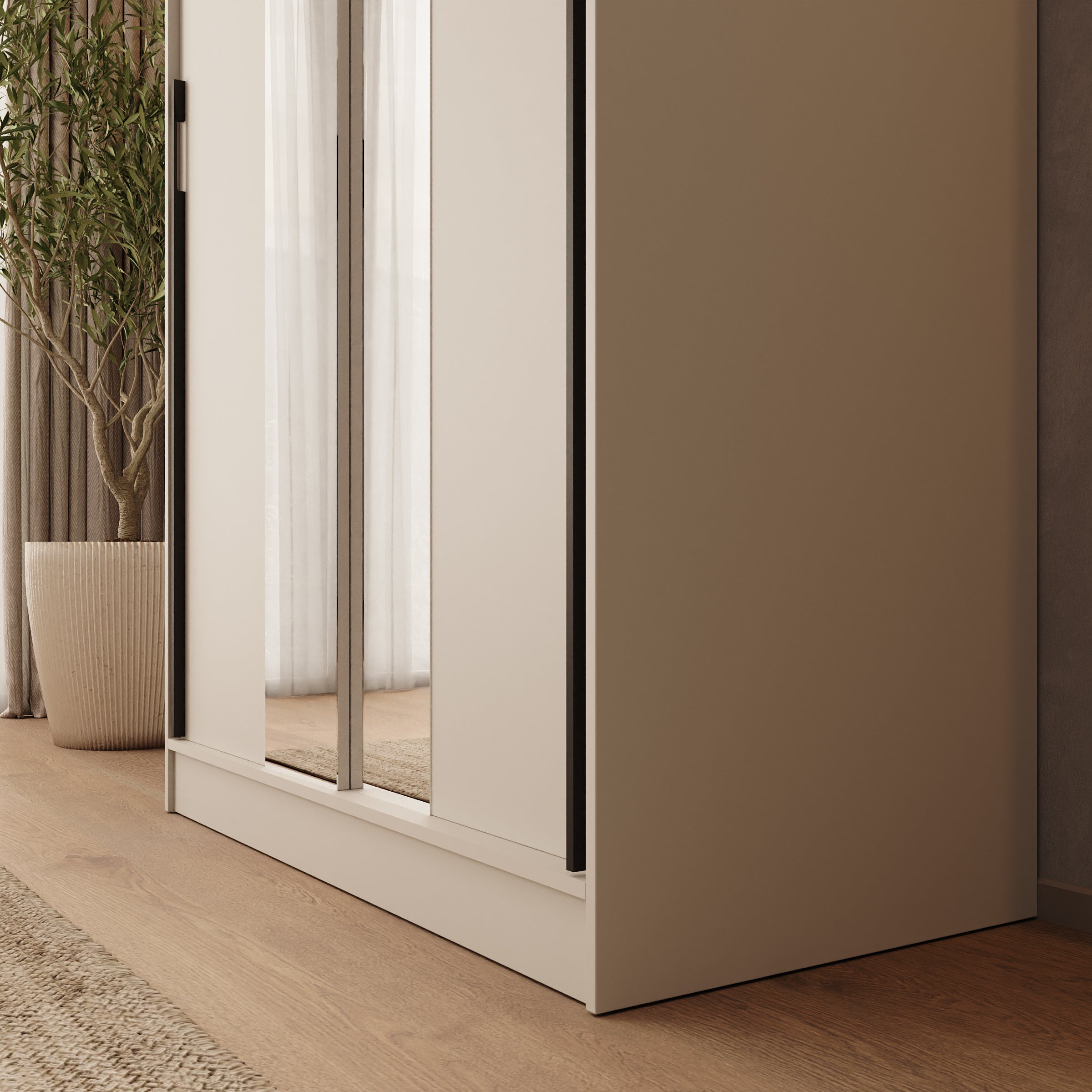 Marlow - Kledingkast met schuifdeuren - Beige - 201x62x119 cm