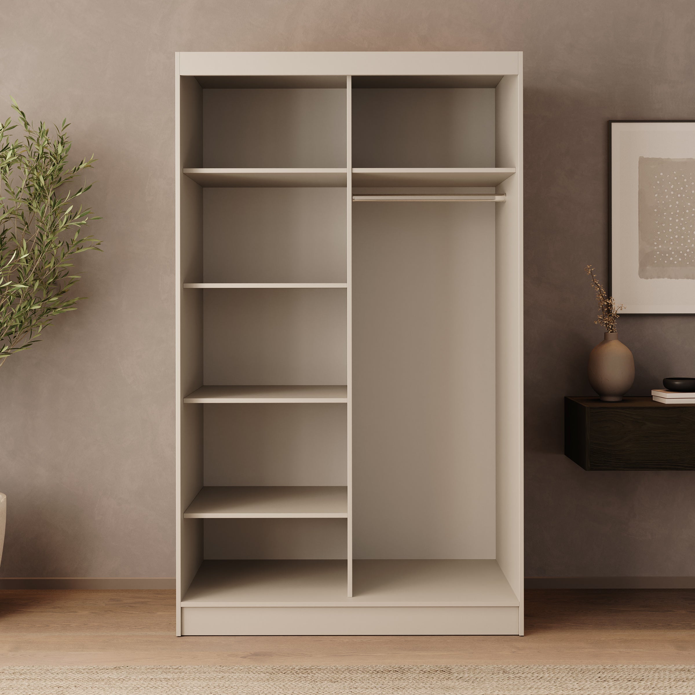 Marlow - Kledingkast met schuifdeuren - Beige - 201x62x119 cm